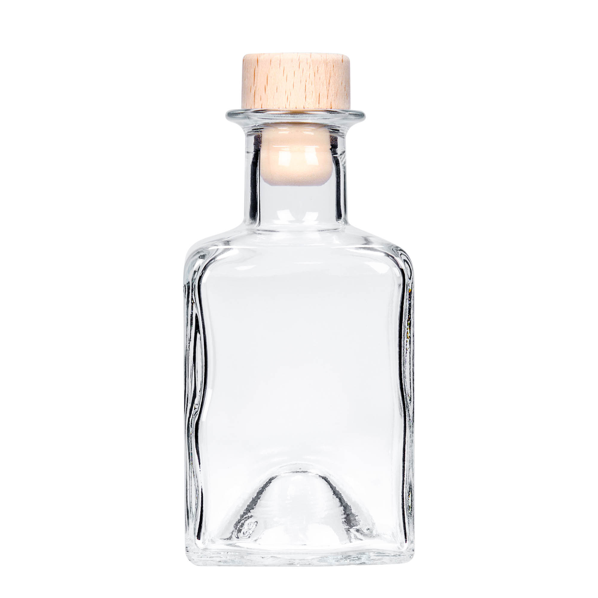 200 ml glazen fles 'Kubica', vierkant, hals: kurk 200 ml glazen fles 'Kubica', vierkant, hals: kurk