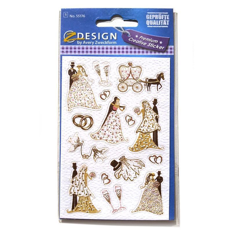 Zweckform Stickers 'Bruidsparen', papier, meerkleurig
