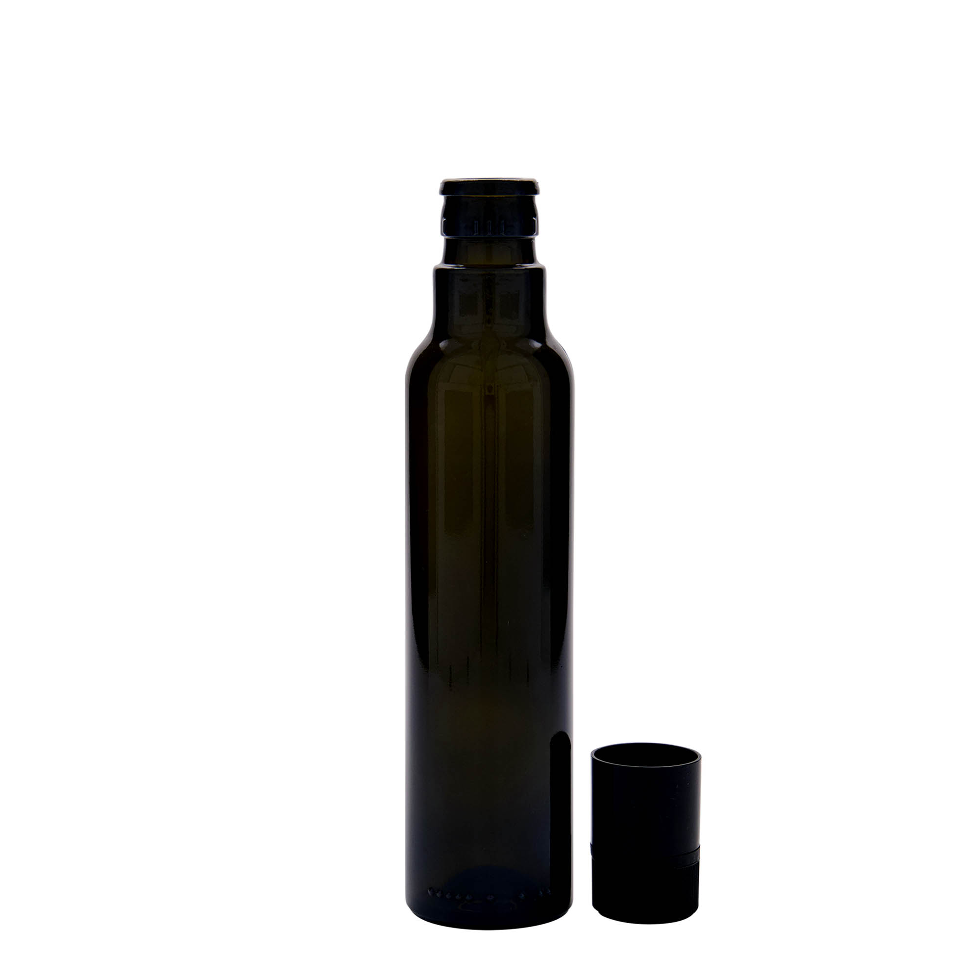 250 ml azijn-/olieflacon 'Willy New', glas, antiekgroen, opening: DOP