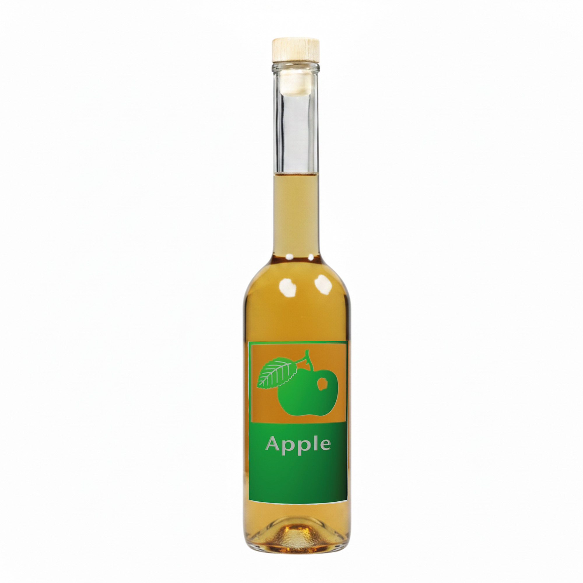 500 ml glazen fles 'Opera', motief: appel, opening: kurk
