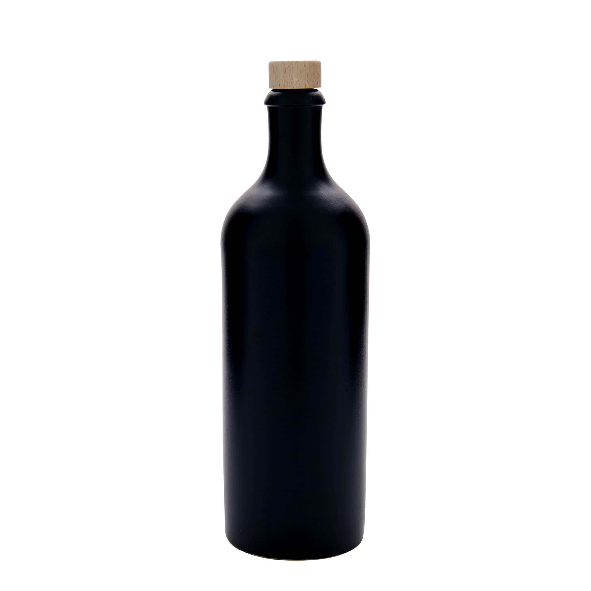 750 ml Tonkruik, steengoed, zwart, opening: kurk