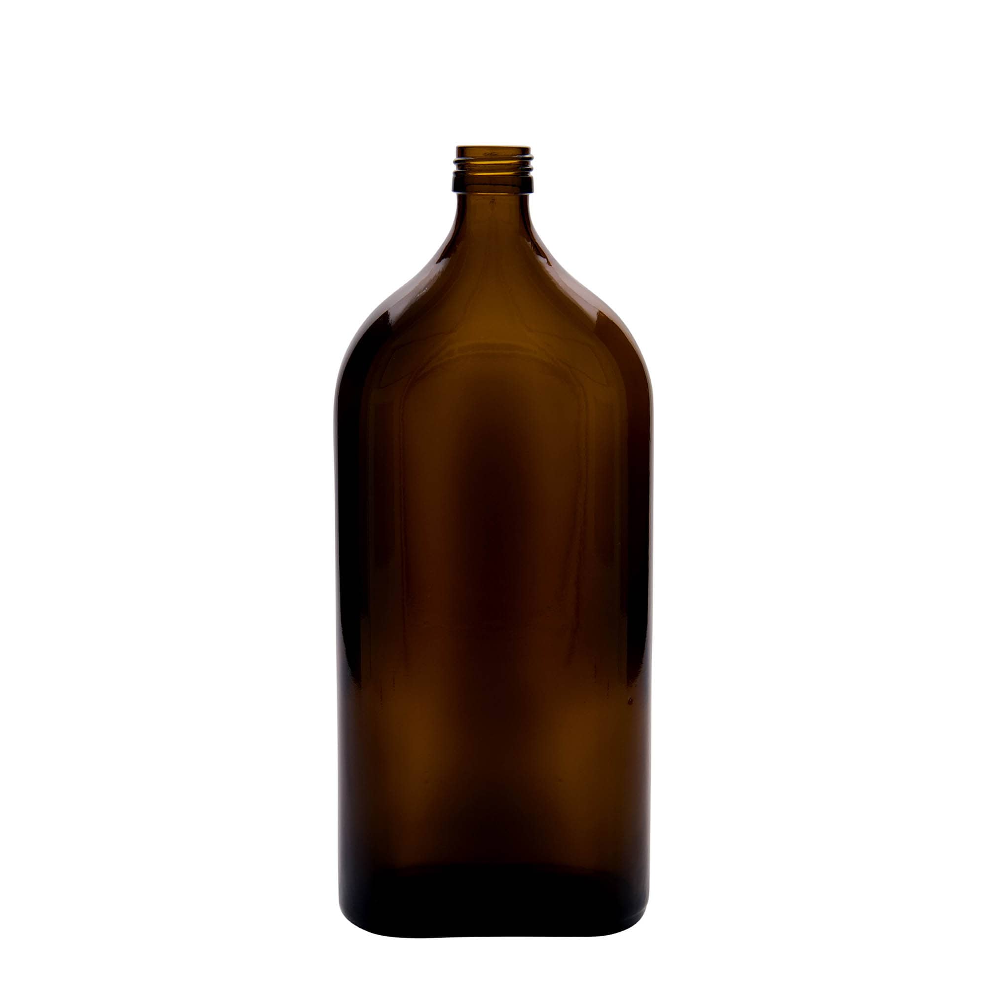 1.000 ml medicijnfles Meplat, ovaal, glas, bruin, opening: PP 28