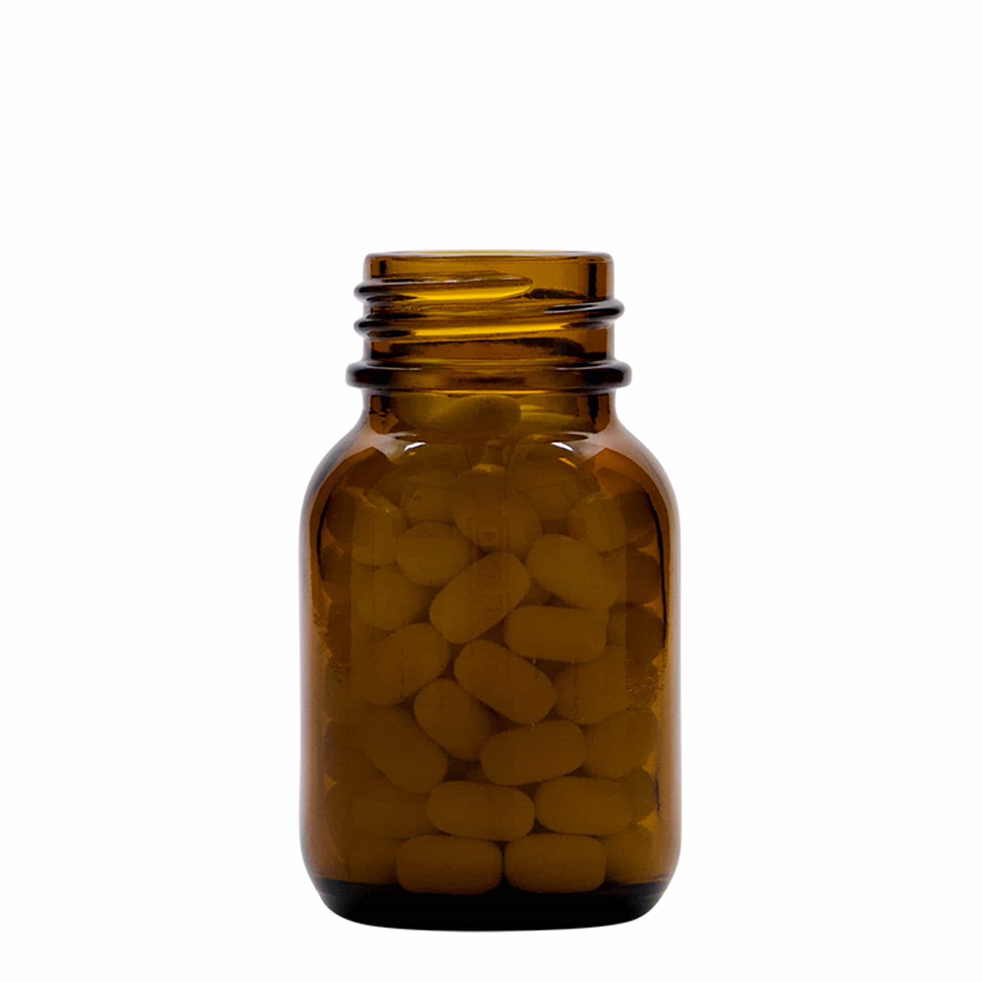 Pot met brede hals, 50 ml, bruin, monding: DIN 32