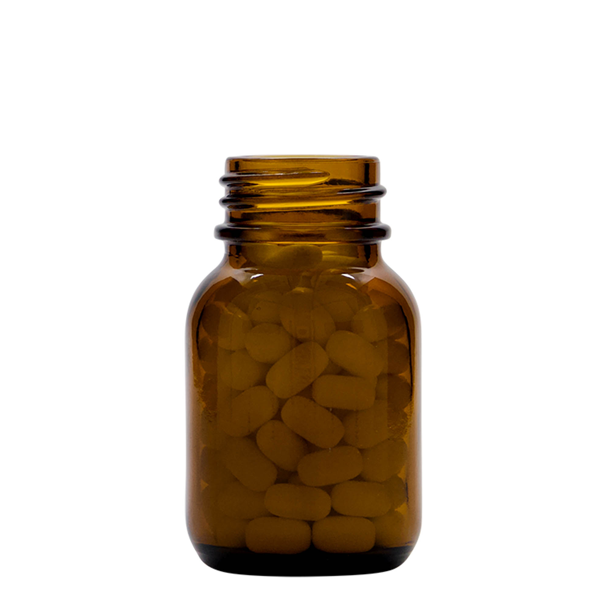 Pot met brede hals, 50 ml, bruin, monding: DIN 32