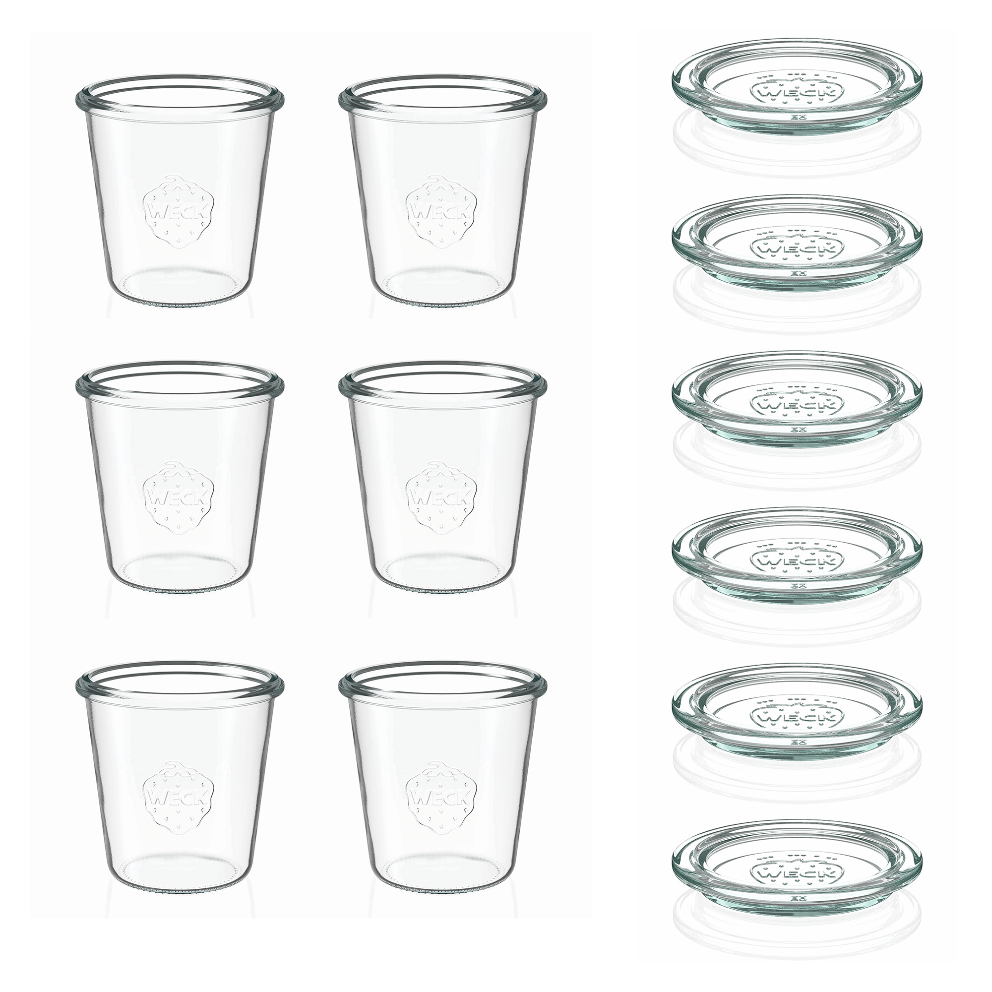6x 290 ml hoog WECK-stortglas met glazen deksel RR 80