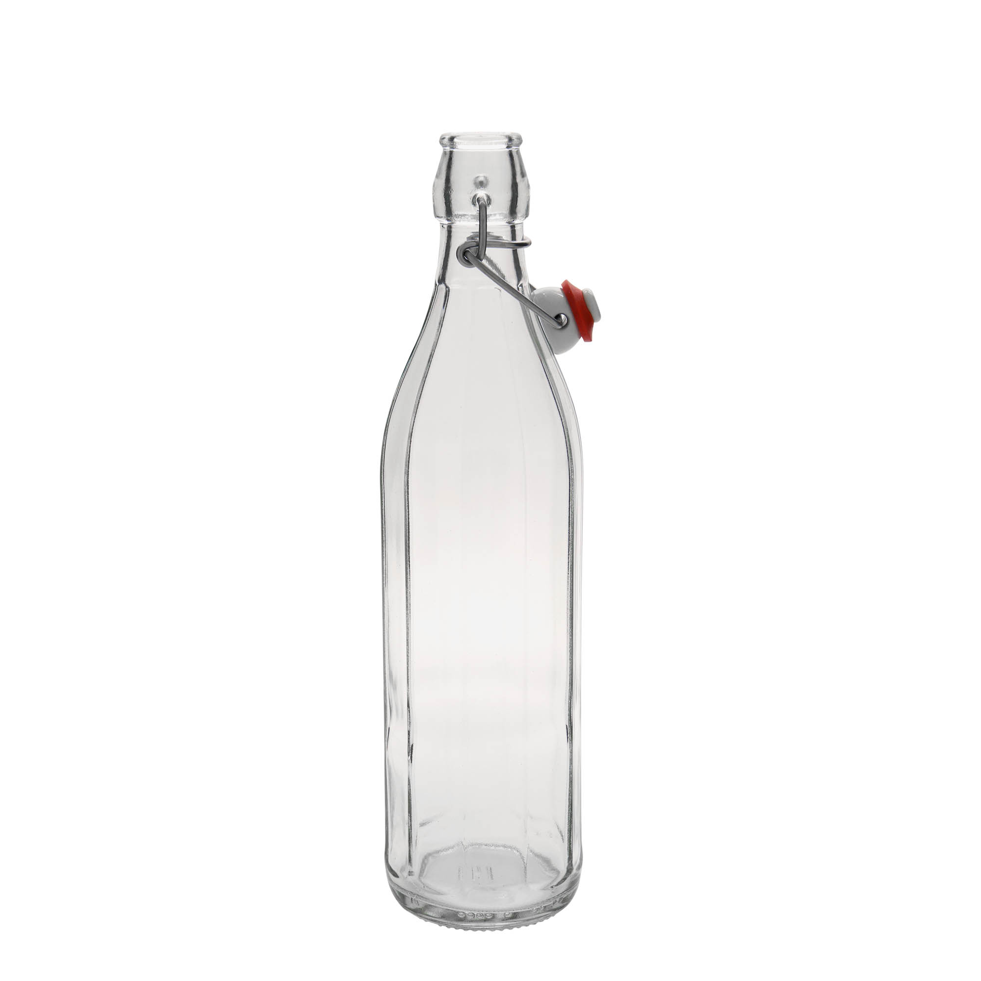 750 ml glazen fles 'Bravo', tienkantig, hals: beugelverschluss