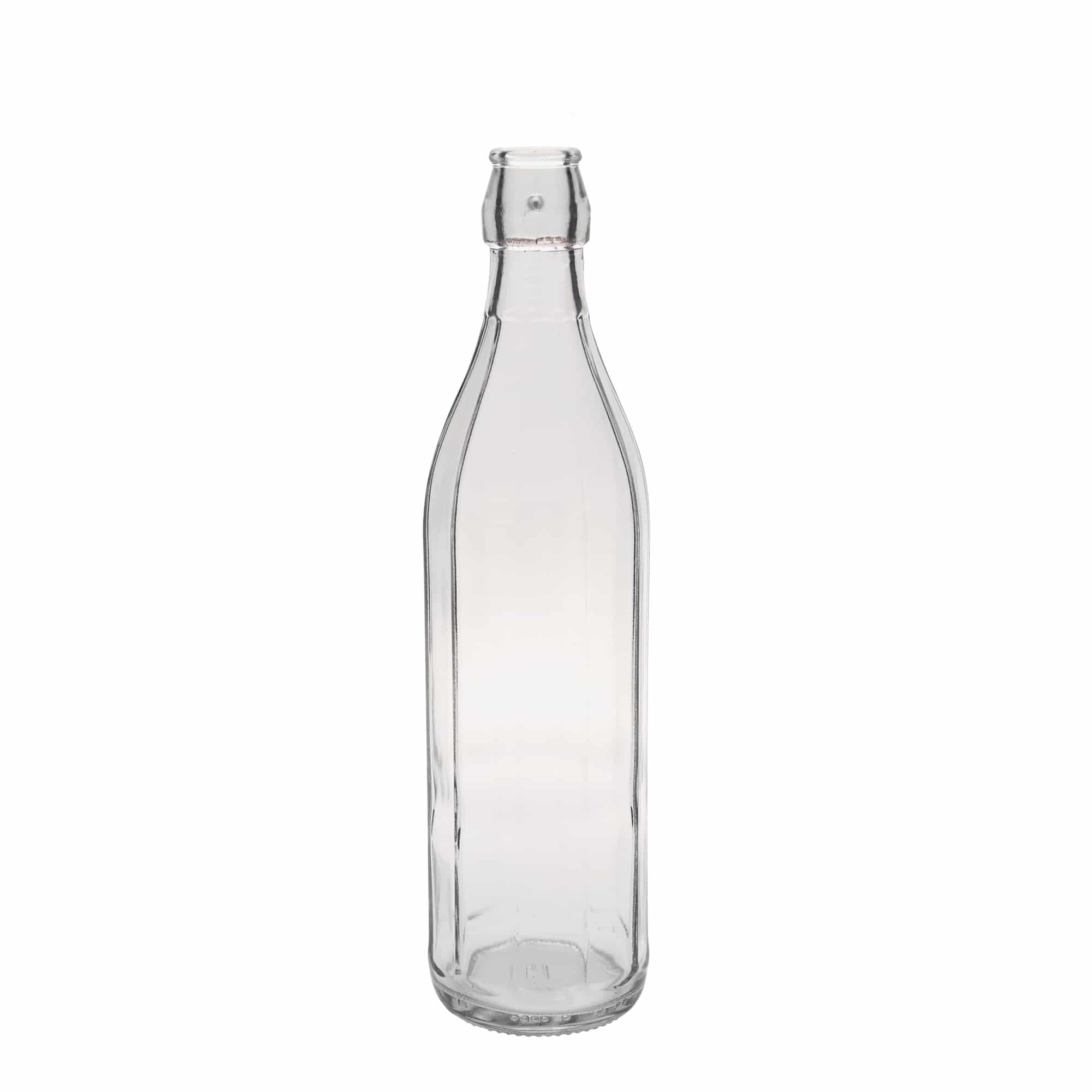 750 ml glazen fles 'Bravo', tienkantig, hals: beugelverschluss