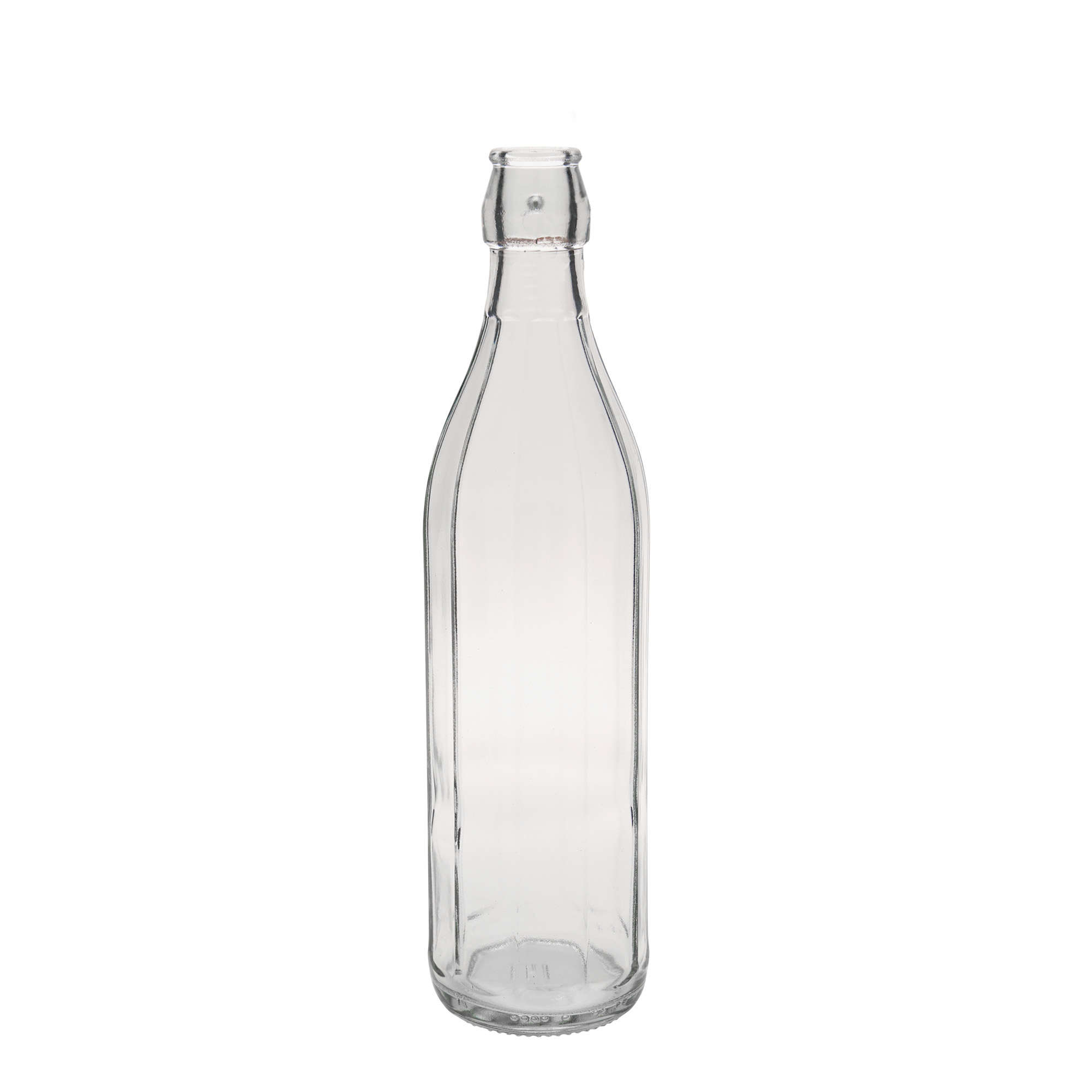 750 ml glazen fles 'Bravo', tienkantig, hals: beugelverschluss