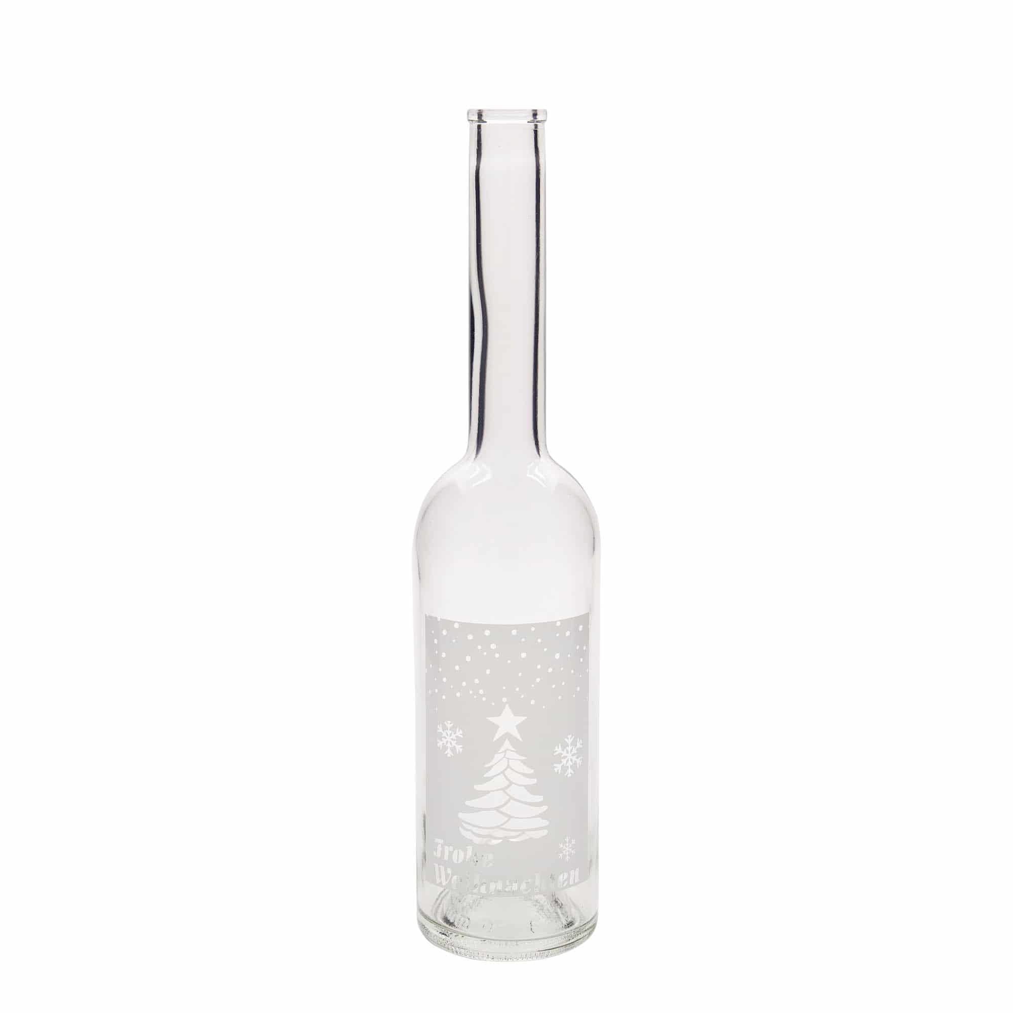 500 ml glazen fles 'Opera', motief: Witte Kerst, hals: kurk