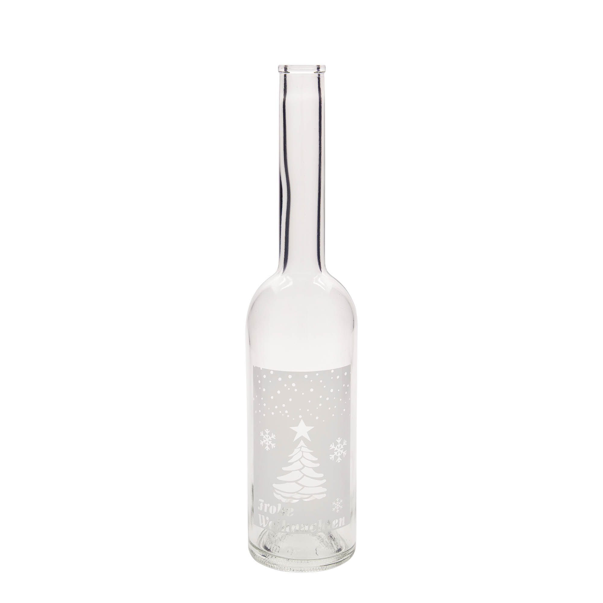 500 ml glazen fles 'Opera', motief: Witte Kerst, hals: kurk