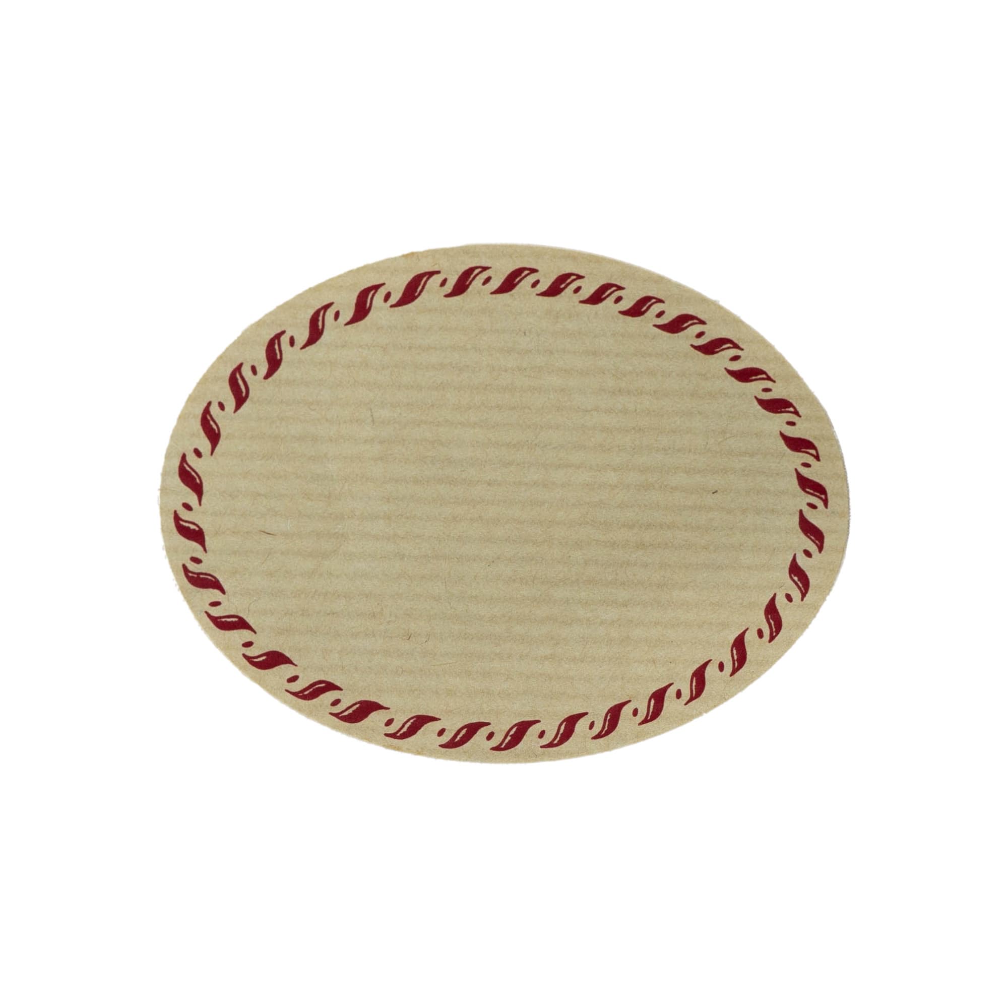 Groot natuurlabel 'koordrand', ovaal, papier, roodbruin