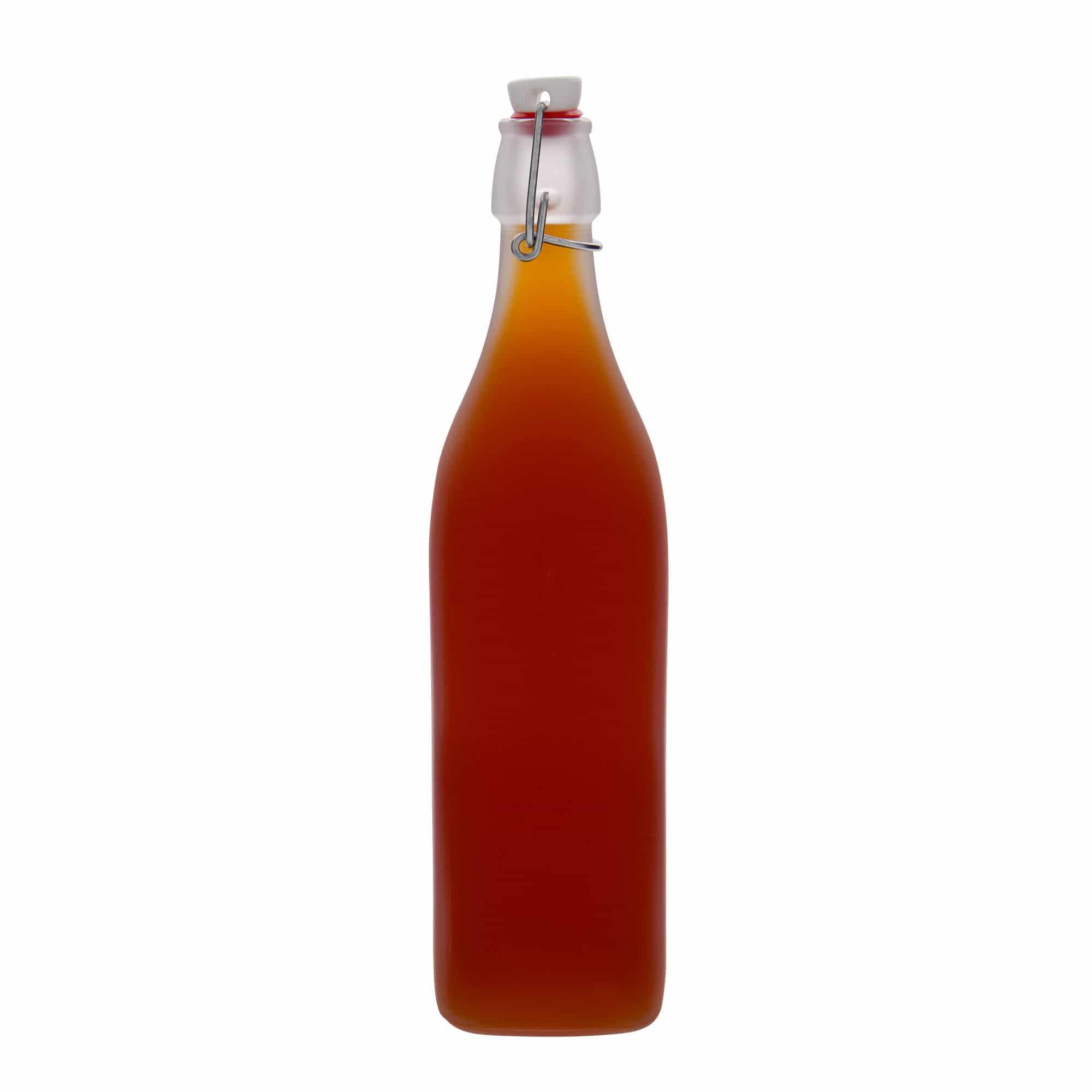 1.000 ml glazen fles 'Swing, vierkant, geëtst, opening: beugelsluiting'
