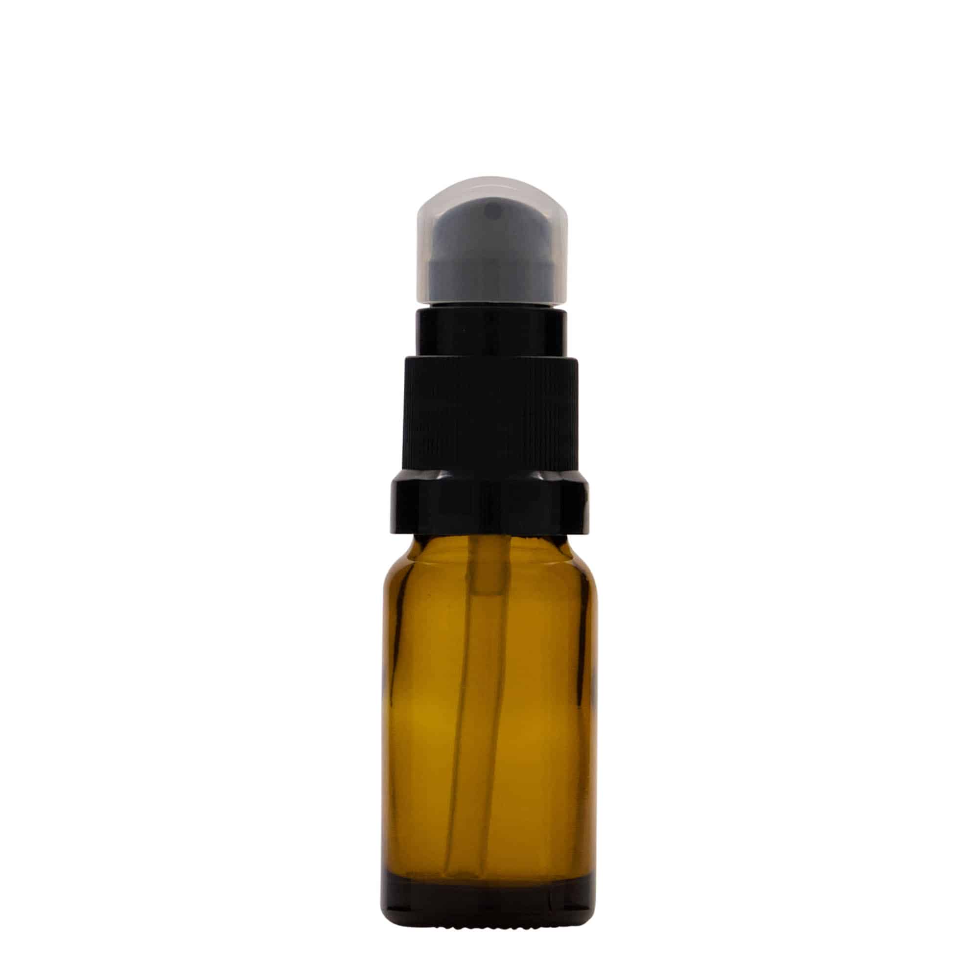 Medicijnfles met lotionpomp, 10 ml, glas, bruin, monding: DIN 18 Medicijnfles met lotionpomp, 10 ml, glas, bruin, monding: DIN 18