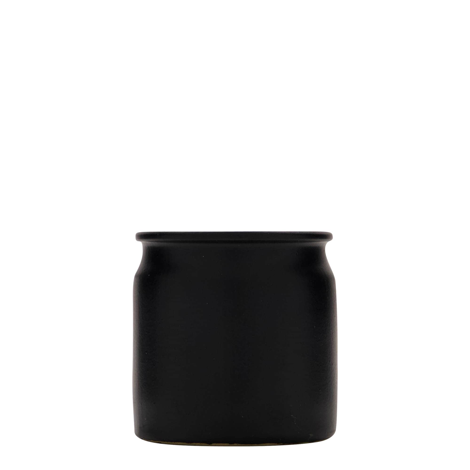 160 ml steengoedpot, keramiek, zwart, opening: kurk