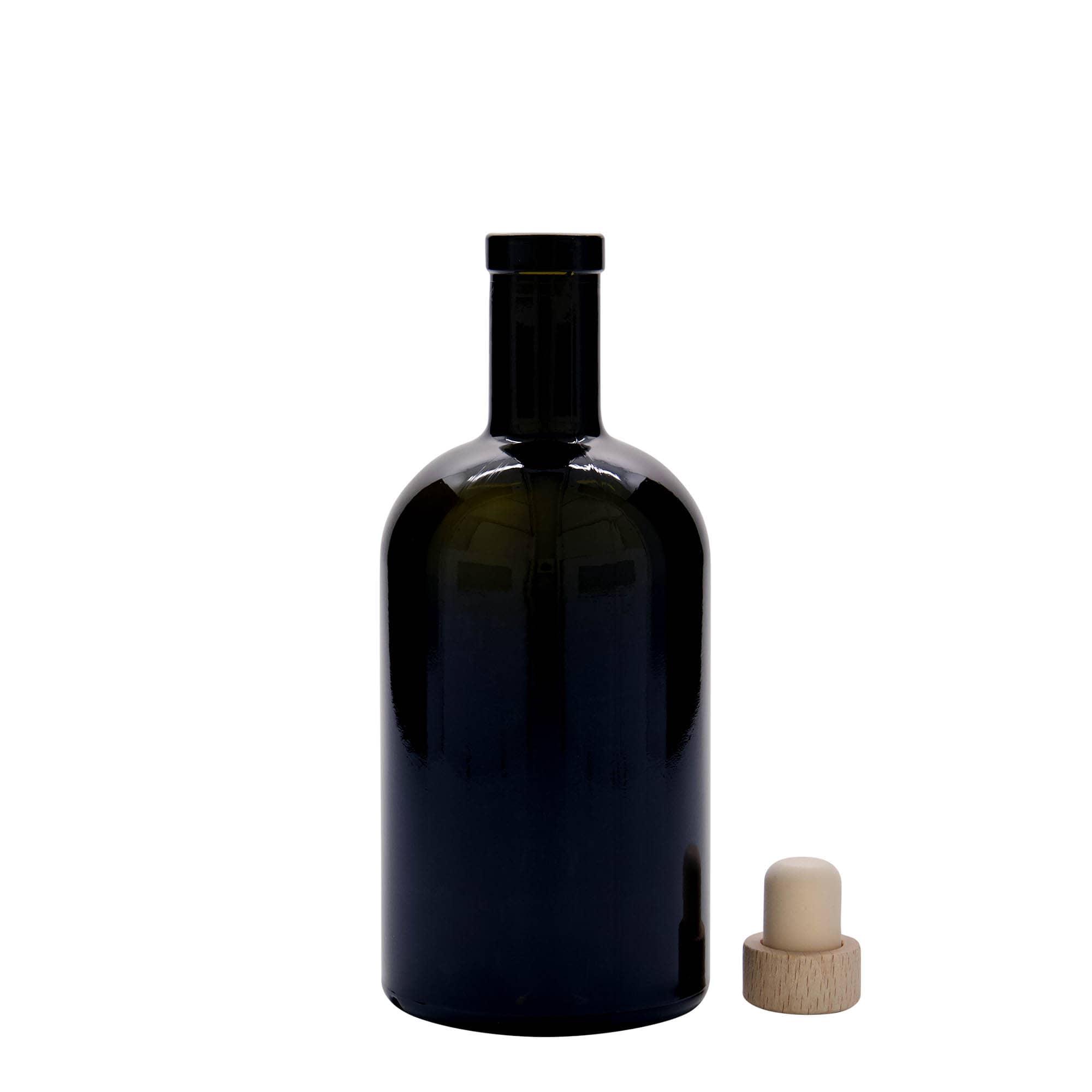 500 ml glazen fles 'Farmacia', antiekgroen, opening: kurk