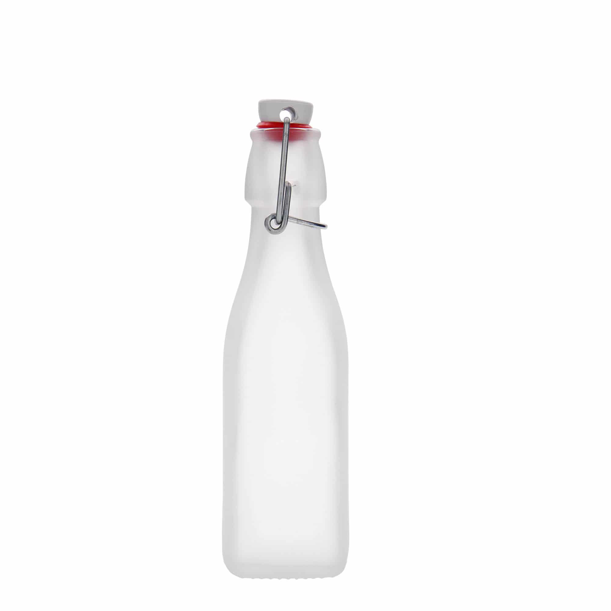 Glazen fles 'Swing', 250 ml, vierkant, wit, monding: beugelsluiting