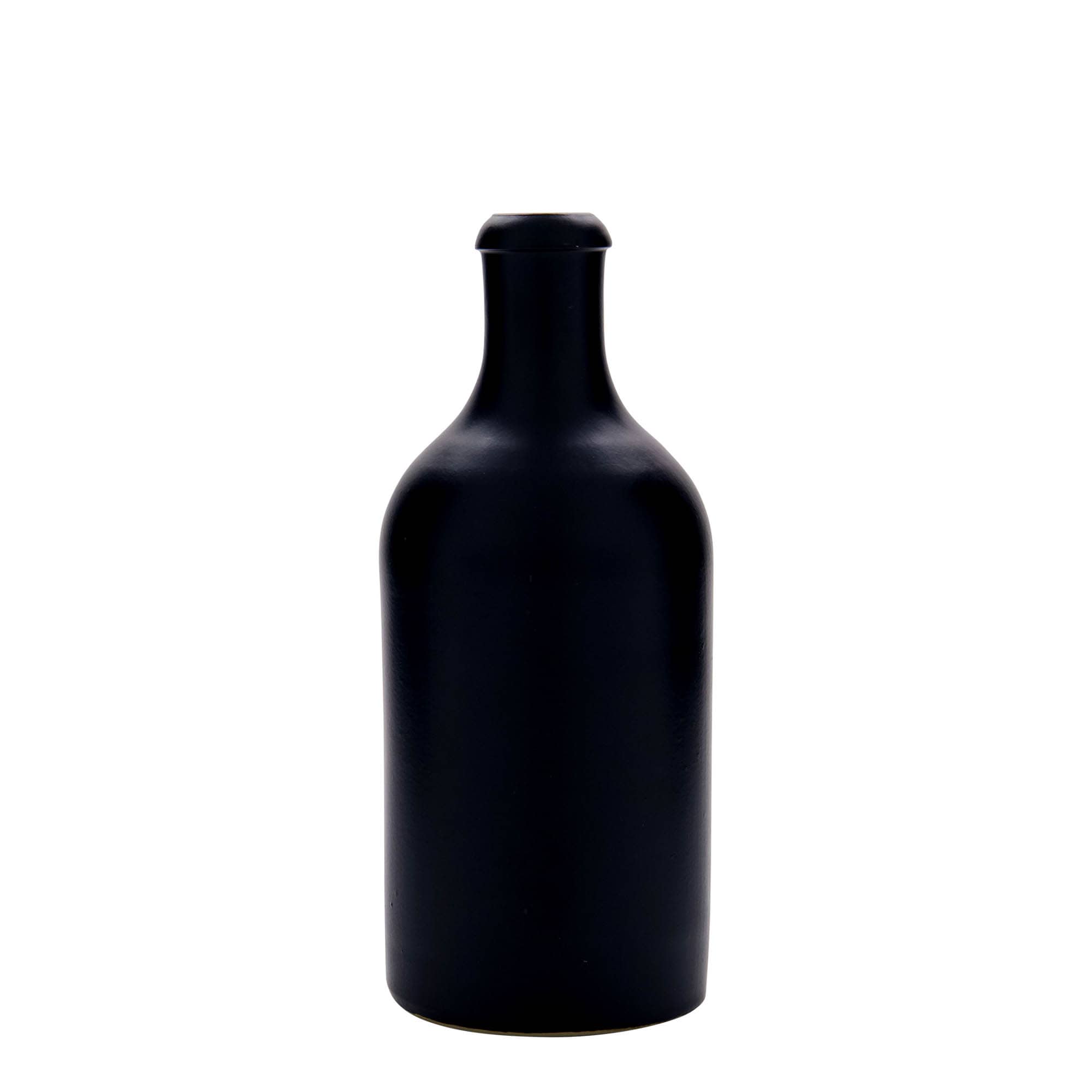 500 ml Tonkan, steengoed, zwart, monding: kurk