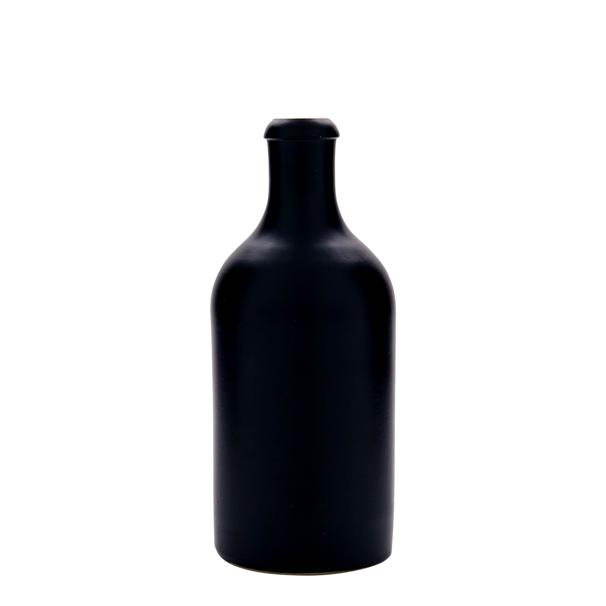 500 ml Tonkan, steengoed, zwart, monding: kurk