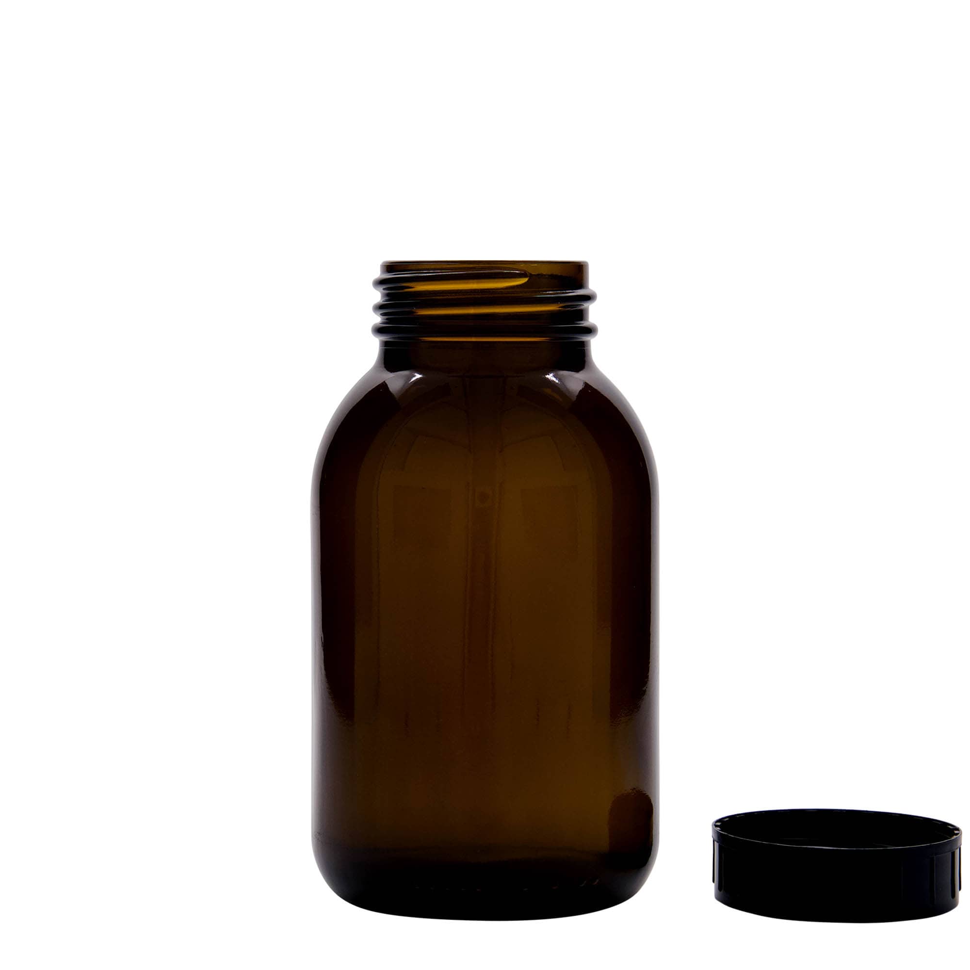 500 ml wijde hals glas, bruin, opening: DIN 55