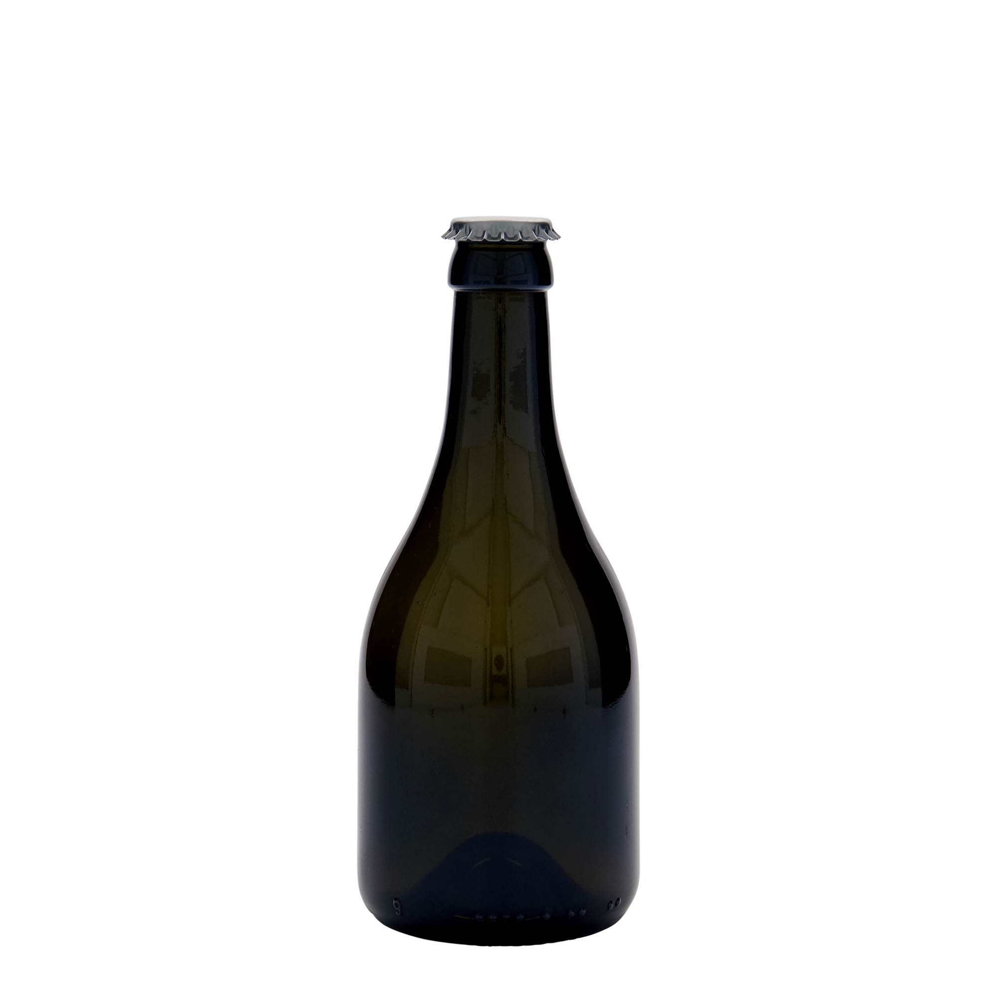 330 ml bierfles 'Horta', glas, antiekgroen, monding: kroonkurk