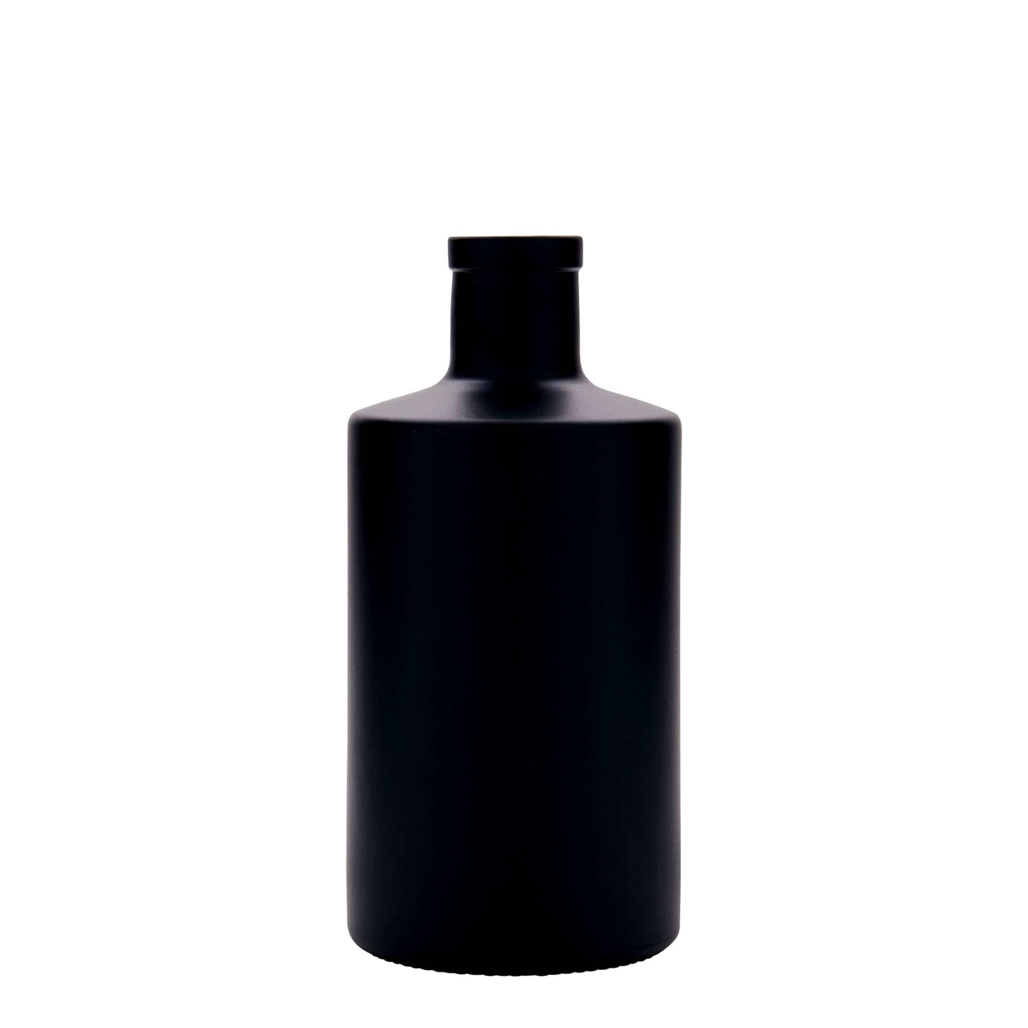 Glazen fles 'Caroline', 500 ml, zwart, monding: kurk Glazen fles 'Caroline', 500 ml, zwart, monding: kurk