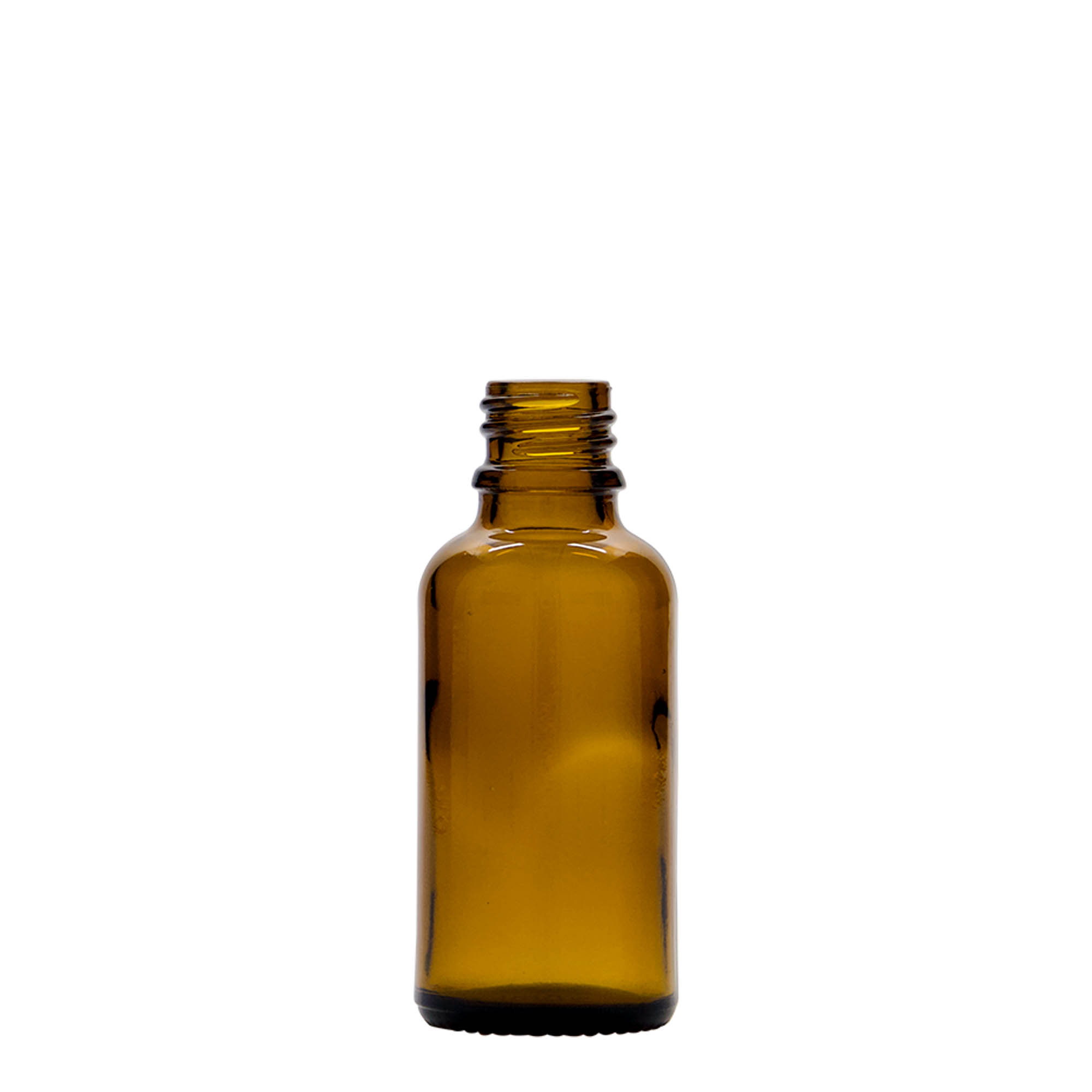 30 ml spuitflesje medicijn, glas, bruin, mondstuk: DIN 18