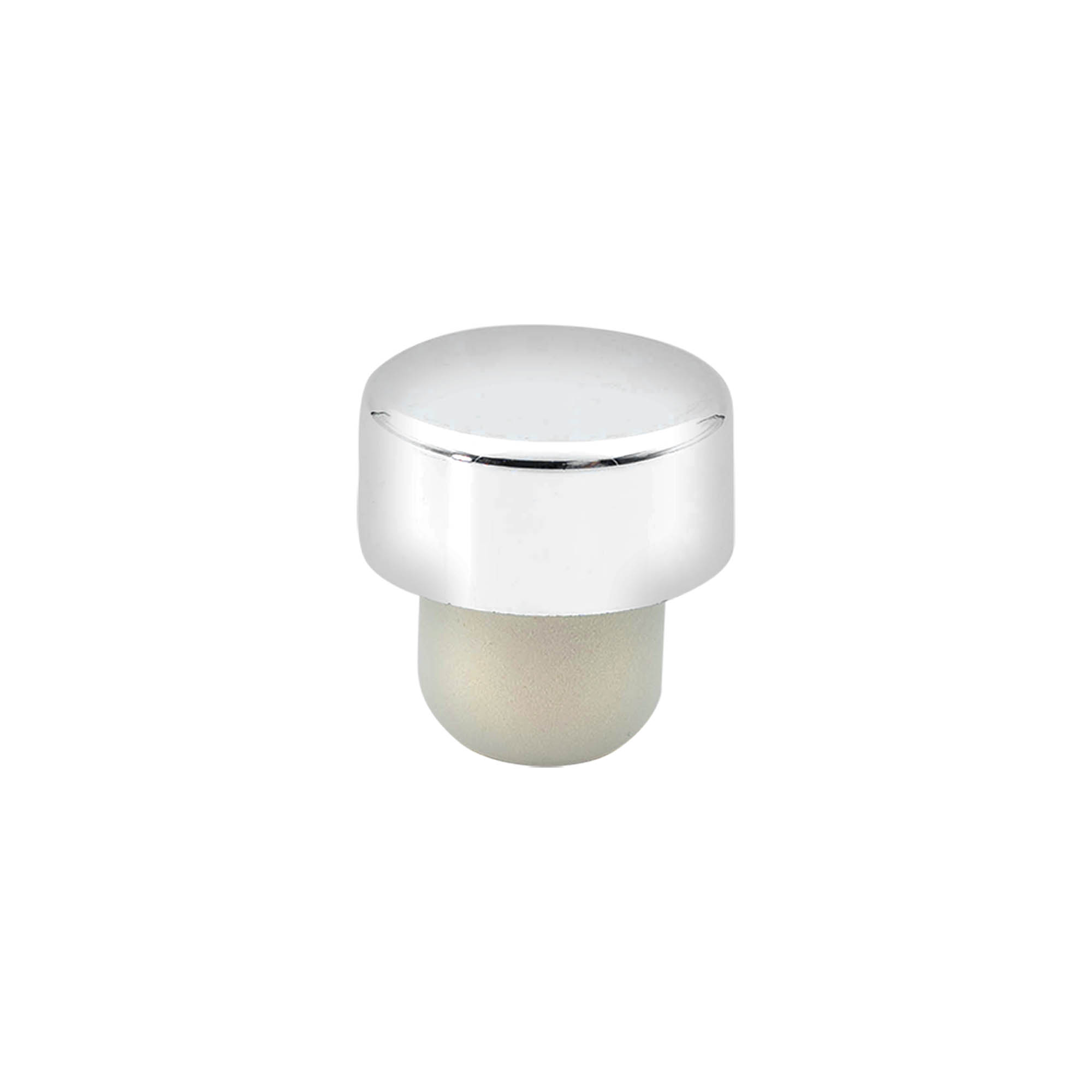 Handvatkurk 19 mm, kunststof, zilver, voor monding: kurk