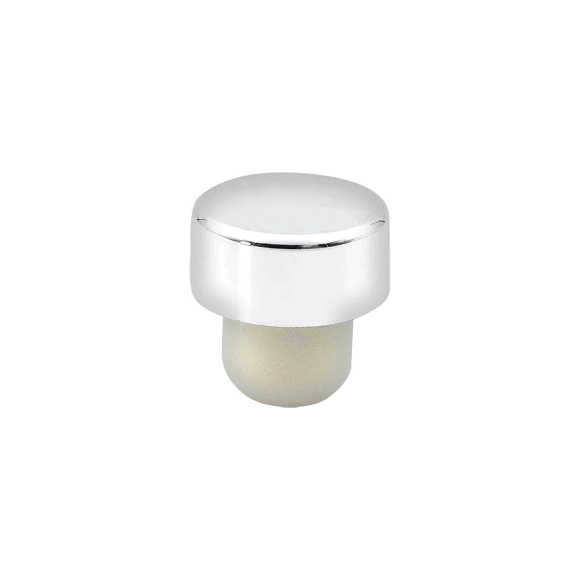 Handvatkurk 19 mm, kunststof, zilver, voor monding: kurk