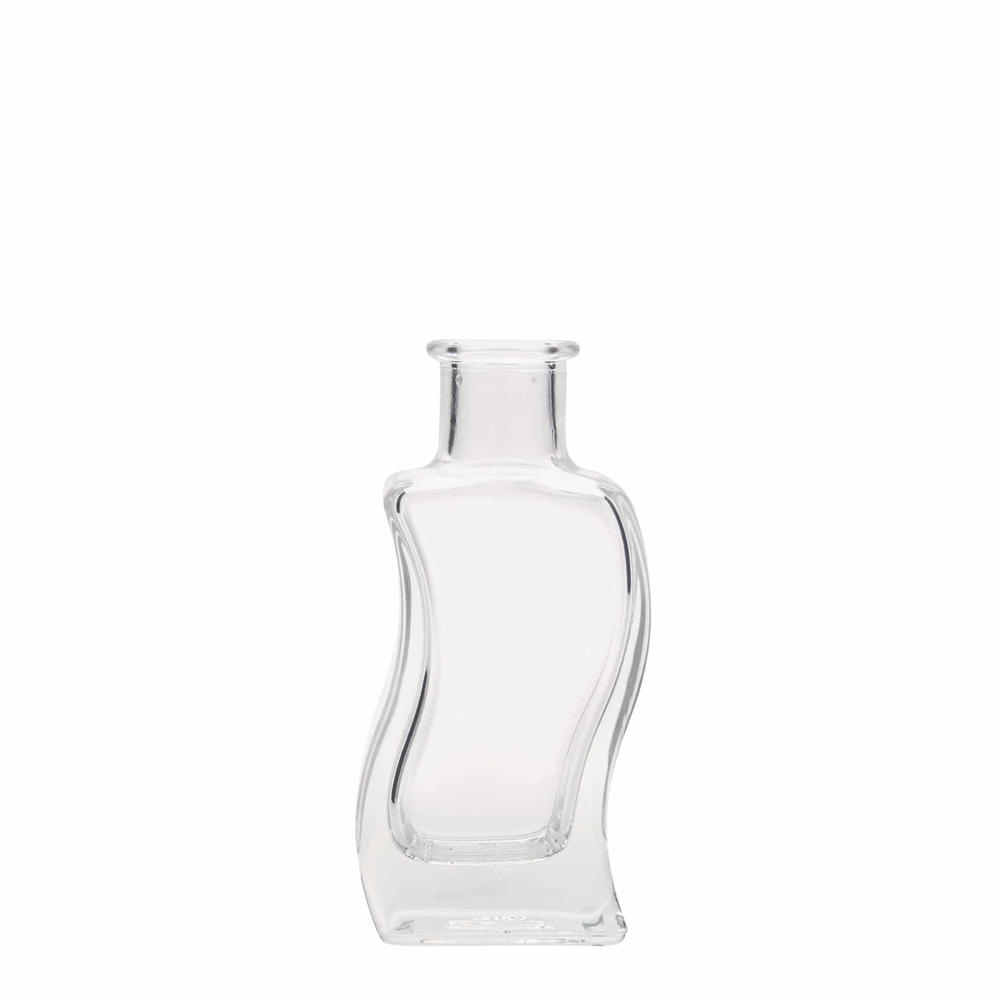 100 ml glazen fles 'Welle', vierkant, opening: kurk 100 ml glazen fles 'Welle', vierkant, opening: kurk
