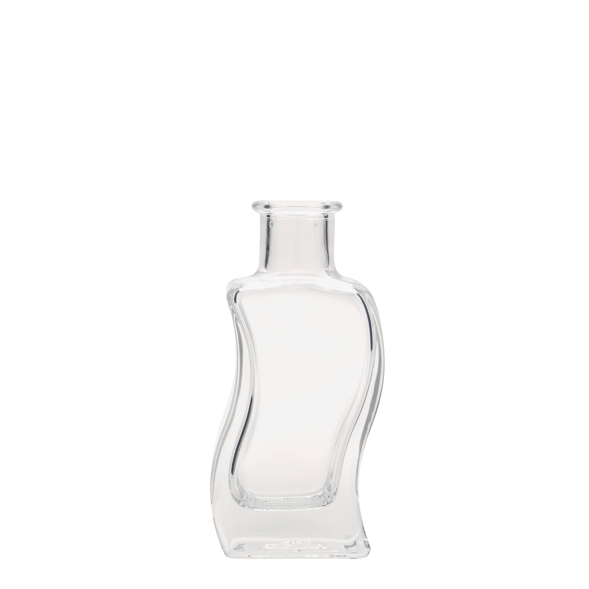 100 ml glazen fles 'Welle', vierkant, opening: kurk 100 ml glazen fles 'Welle', vierkant, opening: kurk