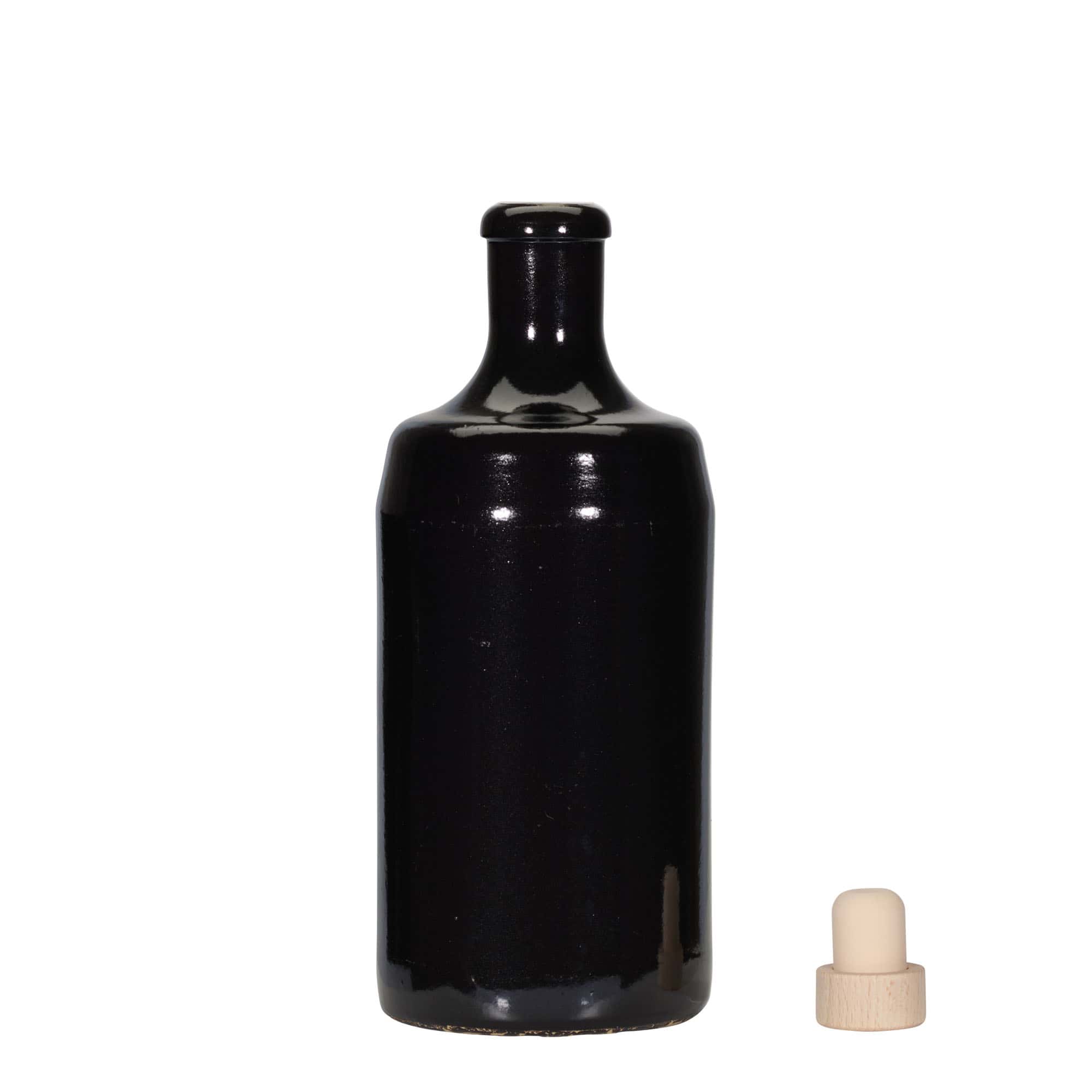 Keramische kruik 'Calvados', 700 ml, steengoed, zwart, monding: kurk