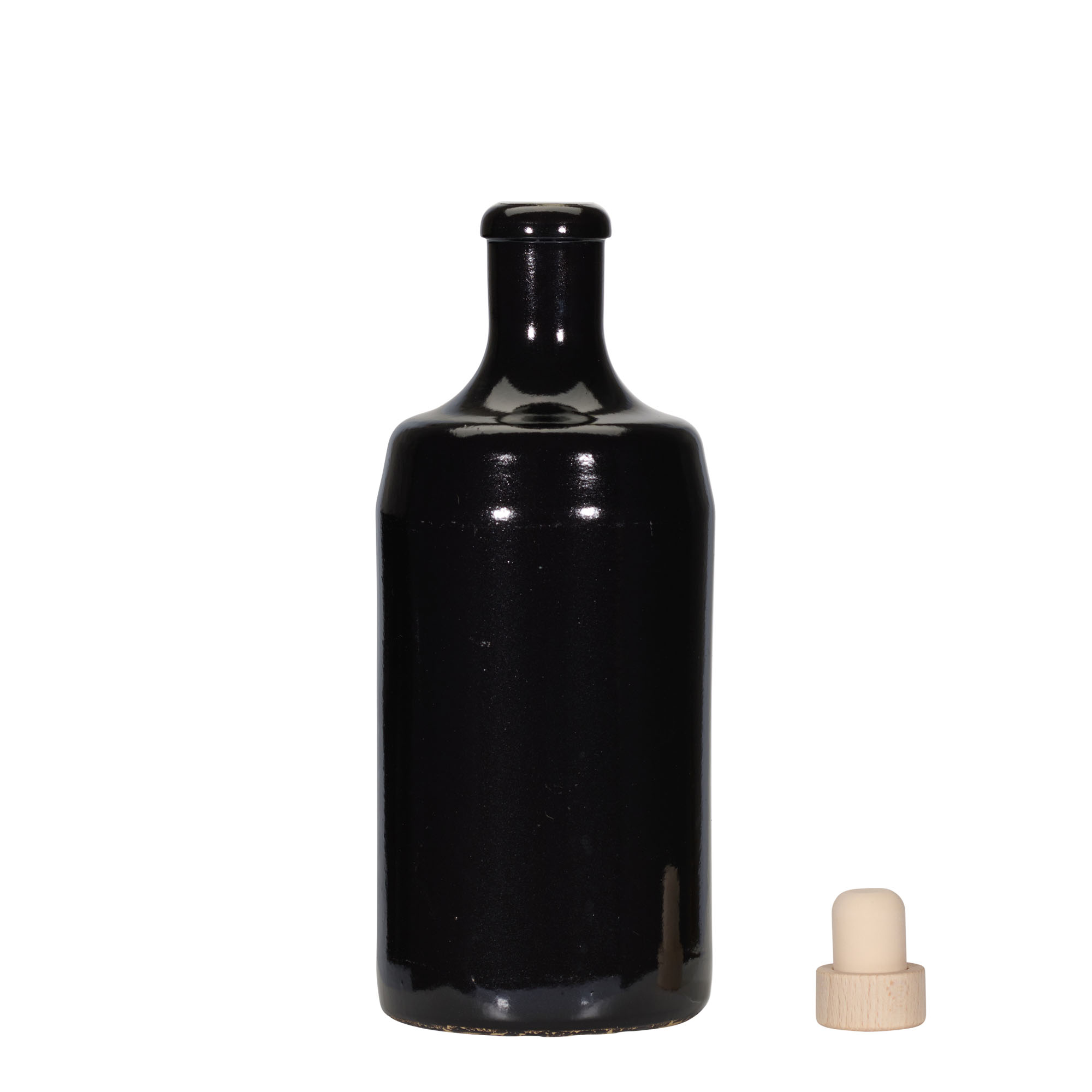 700 ml Tonkruik 'Calvados, steengoed, zwart, monding: kurk