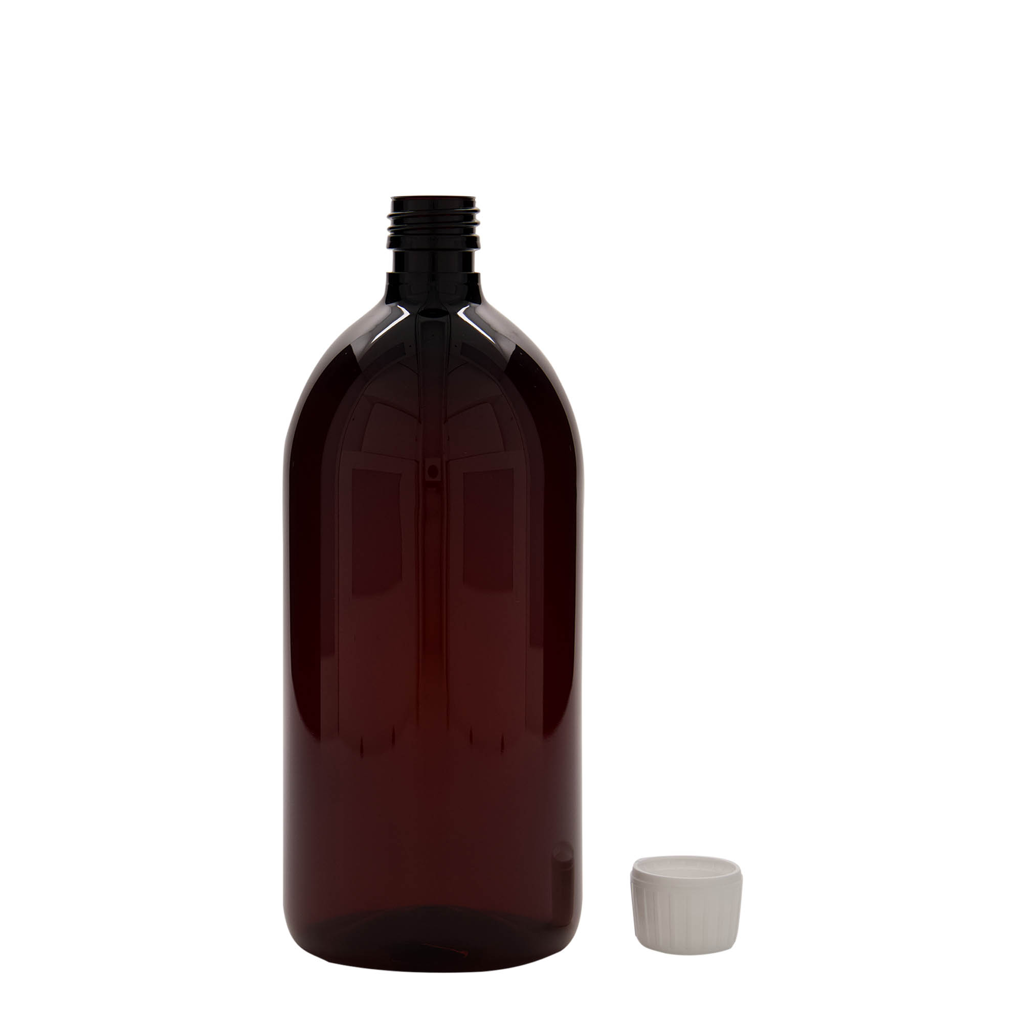 1.000 ml PET-medicijnfles, bruin, kunststof, hals: PP 28 1.000 ml PET-medicijnfles, bruin, kunststof, hals: PP 28