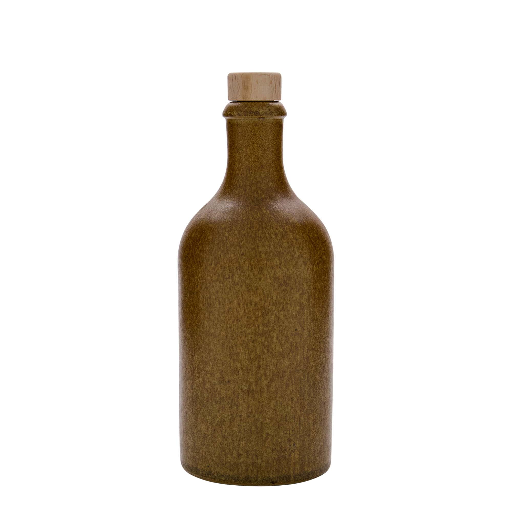 500 ml Tonkruik, steengoed, bruin-kristal, monding: kurk