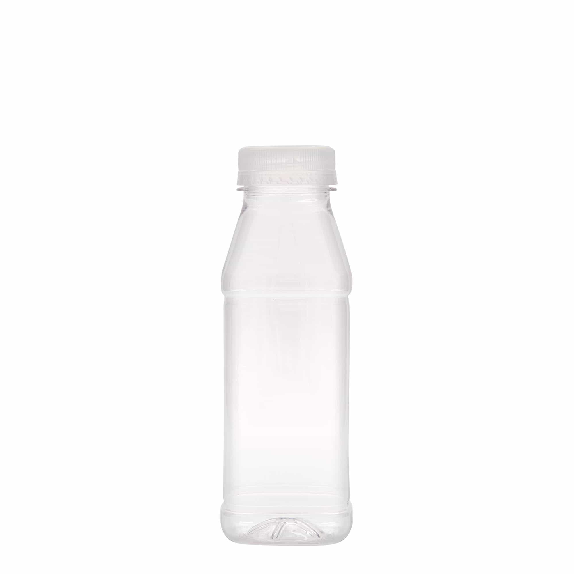 330 ml PET-fles 'Milk and Juice Carré', vierkant, kunststof, hals: 38 mm