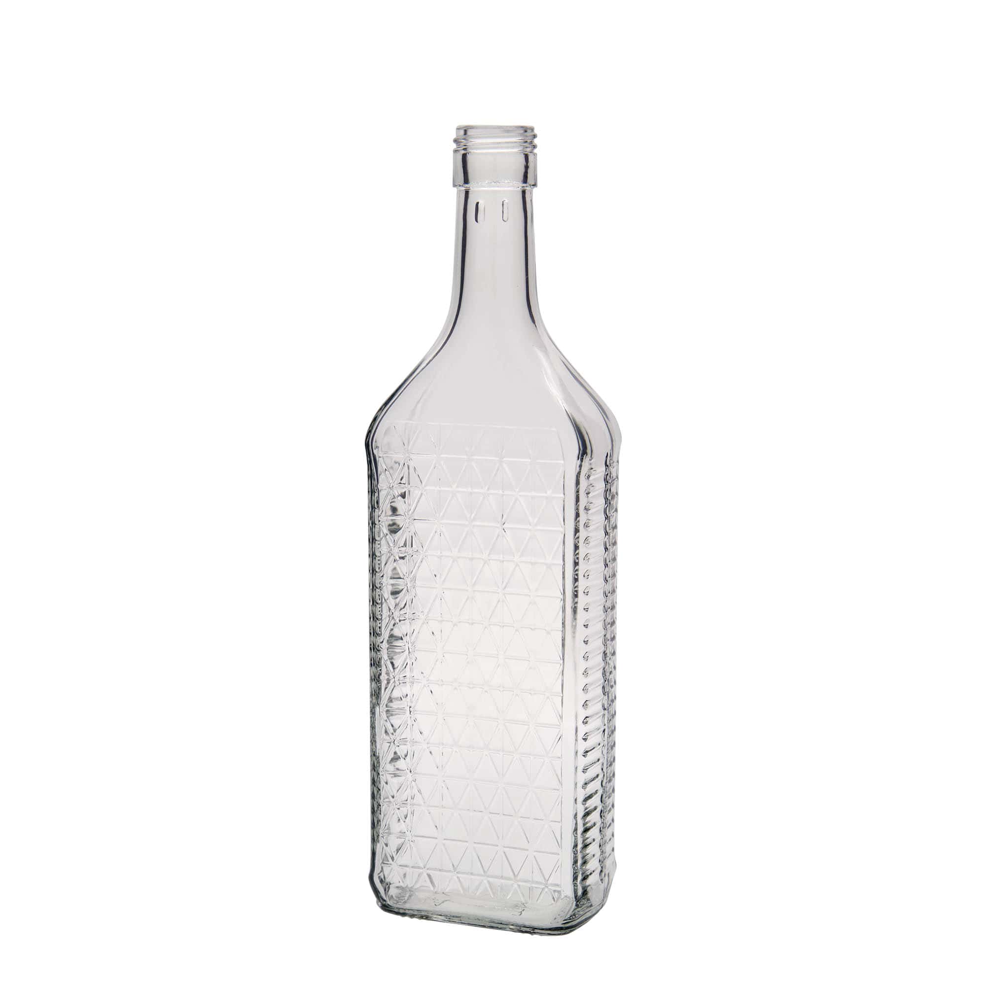 700 ml glazen fles 'Caruso', rechthoekig, monding: PP 31,5 700 ml glazen fles 'Caruso', rechthoekig, monding: PP 31,5