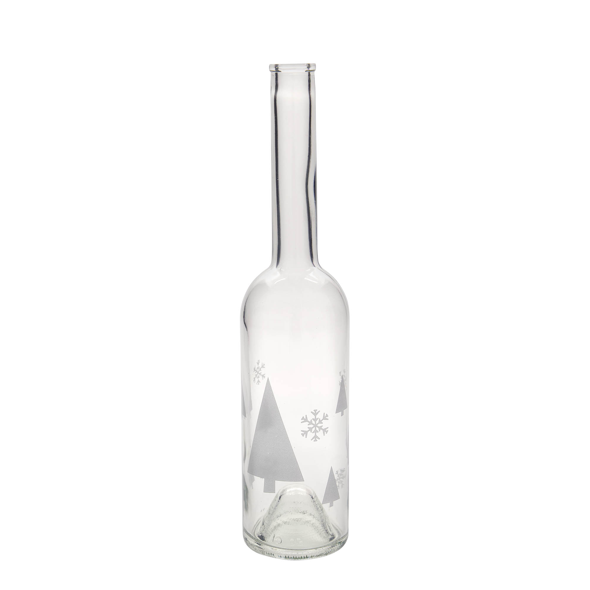 500 ml glazen fles 'Opera', motief: sneeuwvlokken, hals: kurk