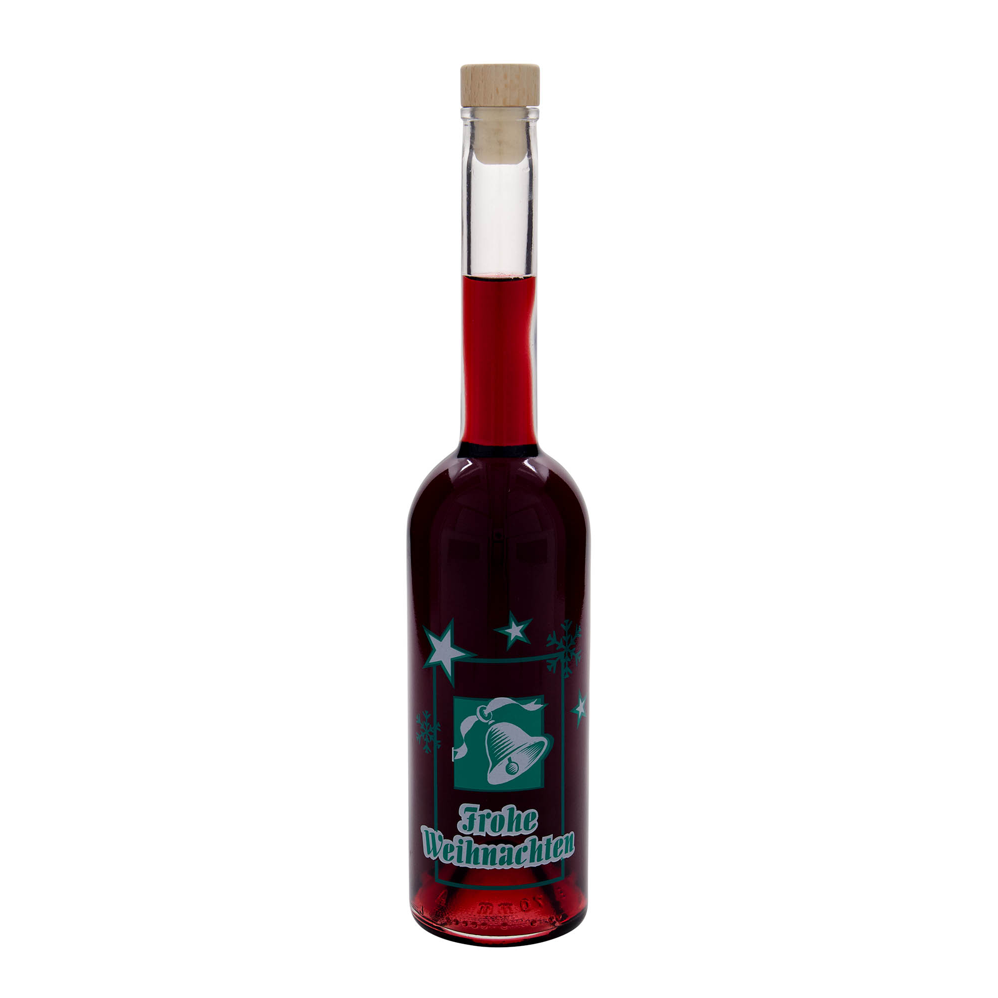 500 ml glazen fles 'Opera', motief: Vrolijk Kerstfeest, opening: kurk 500 ml glazen fles 'Opera', motief: Vrolijk Kerstfeest, opening: kurk