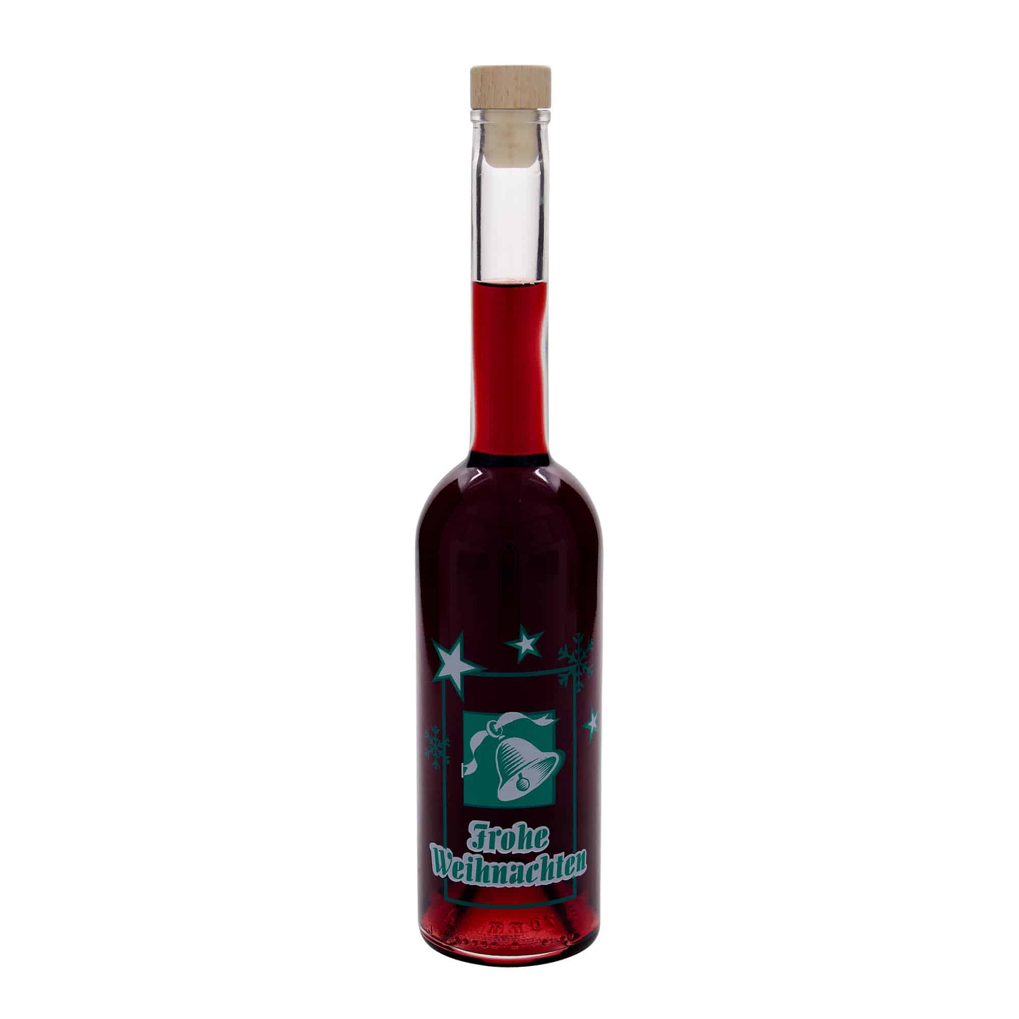 500 ml glazen fles 'Opera', motief: Vrolijk Kerstfeest, opening: kurk