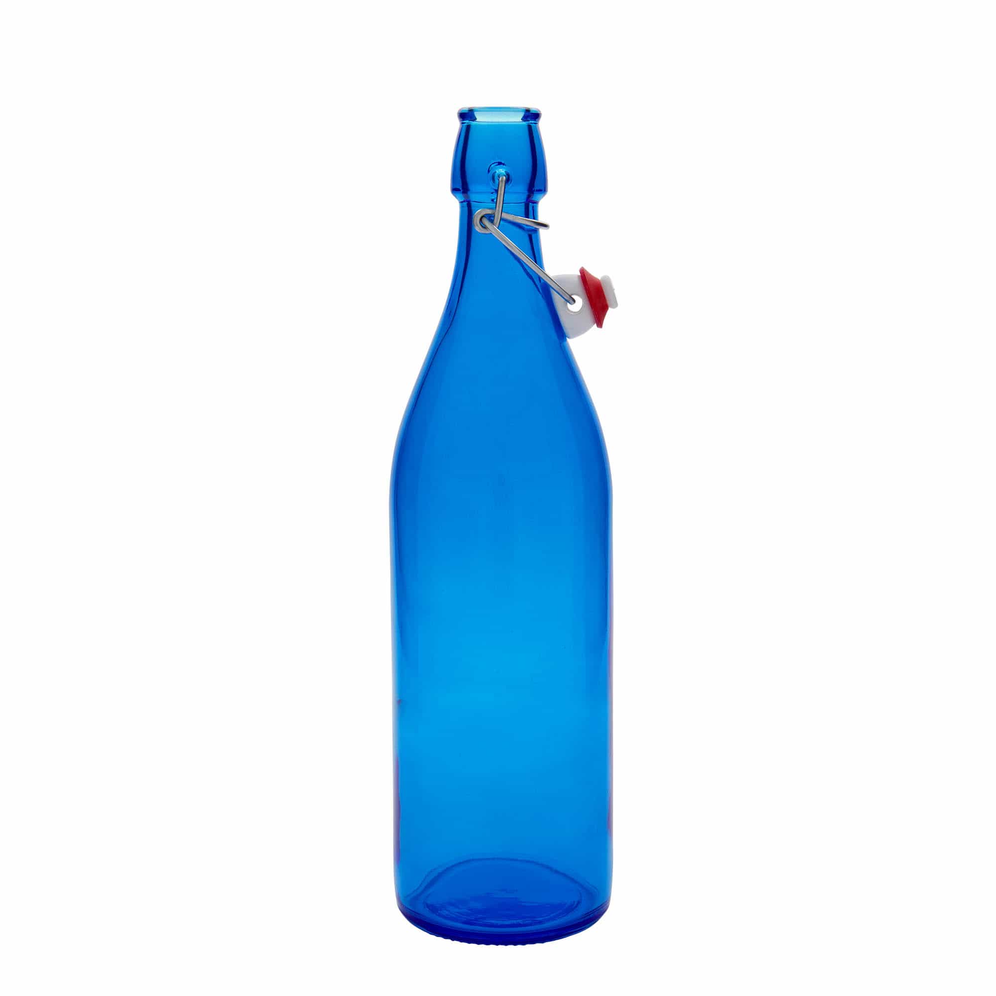 Glazen fles 'Giara', 1000 ml, blauw, monding: beugelsluiting
