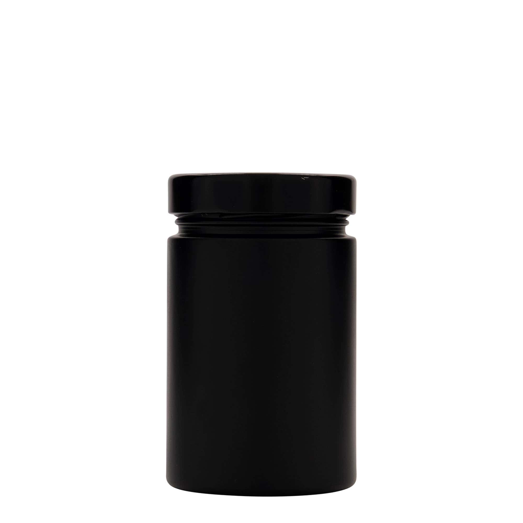 Ronde pot 'Aurora', 327 ml, zwart, monding: deep-twist-off (DTO 66)