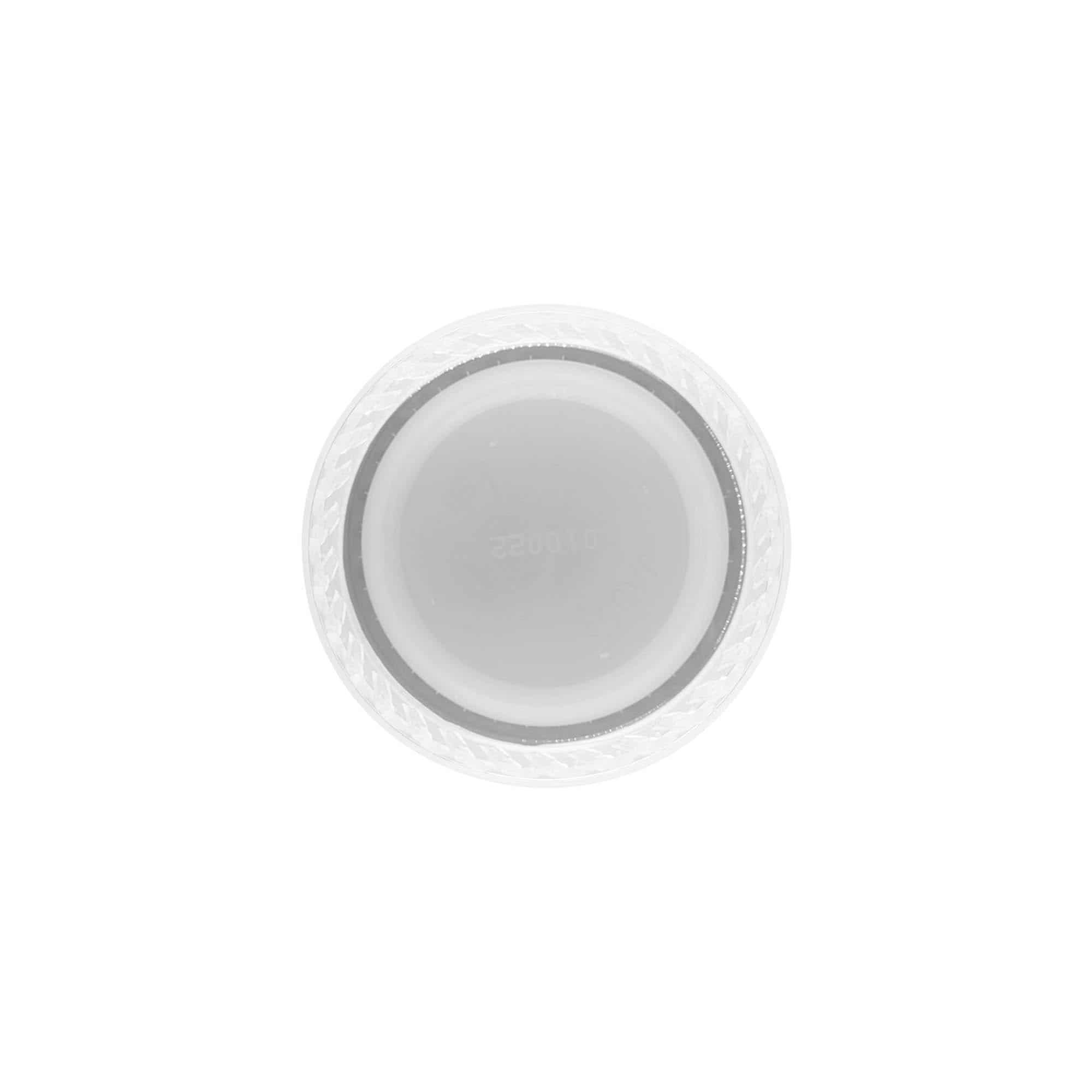 Schroefdop met dubbele startdraad, PE-kunststof, wit, voor mondstuk: PET 38 mm