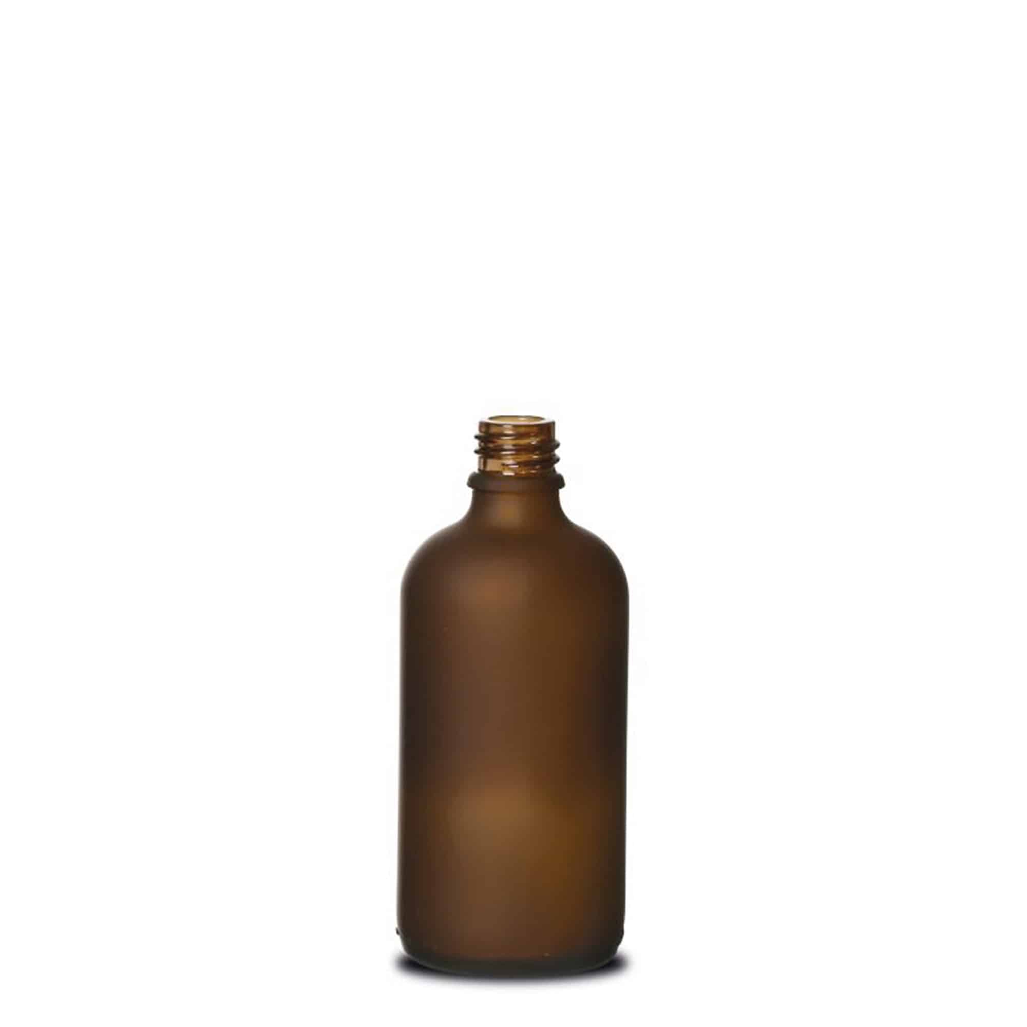 100 ml medicijnfles, glas, bruin mat, opening: DIN 18