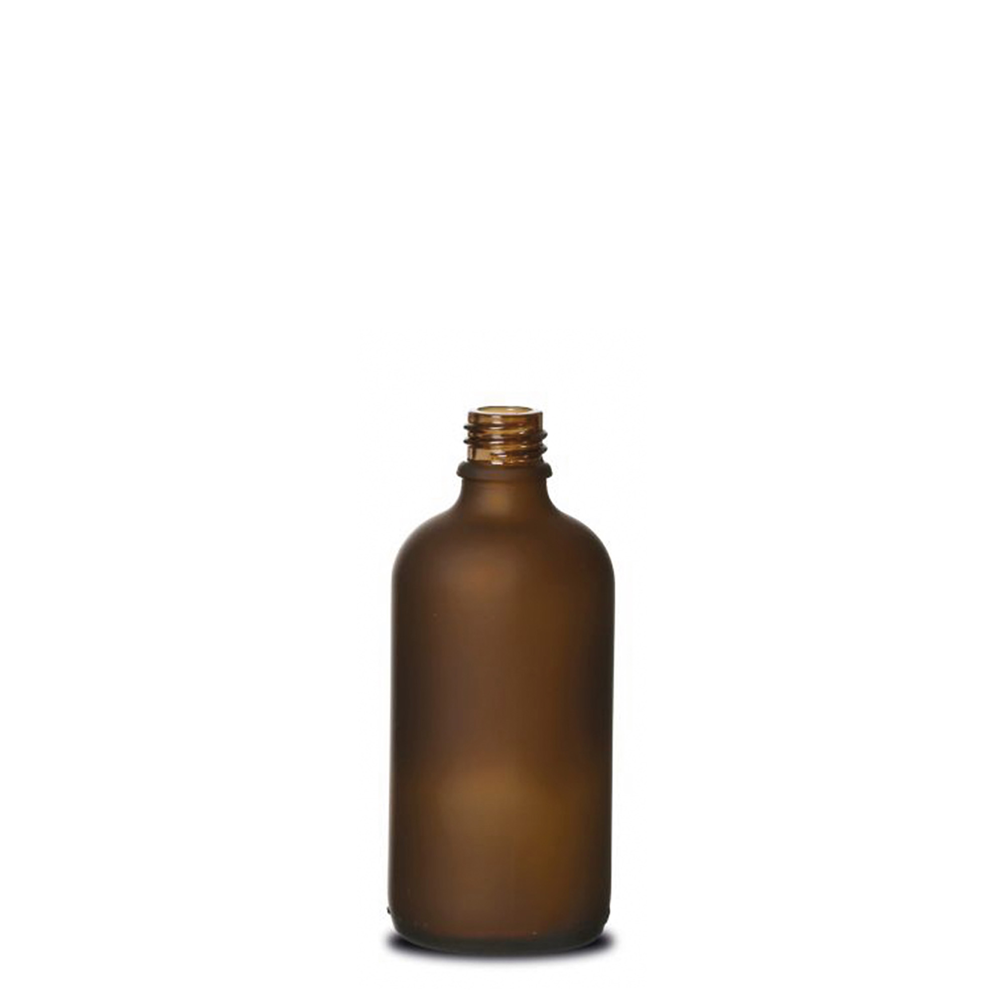 100 ml medicijnfles, glas, bruin mat, opening: DIN 18