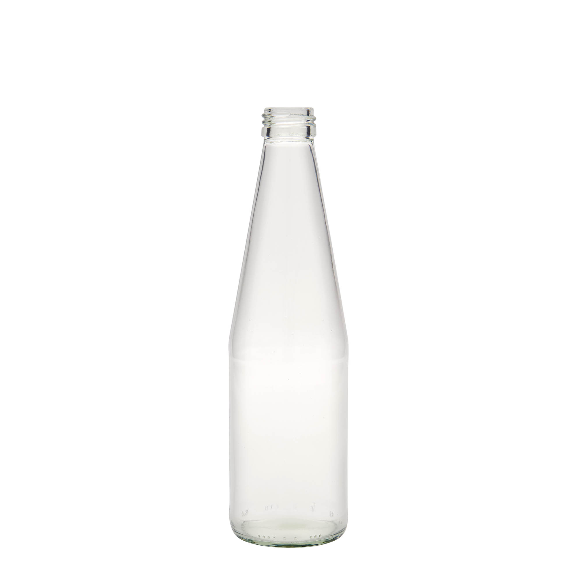 330 ml universele fles in wortelvorm, glas, opening: PP 28