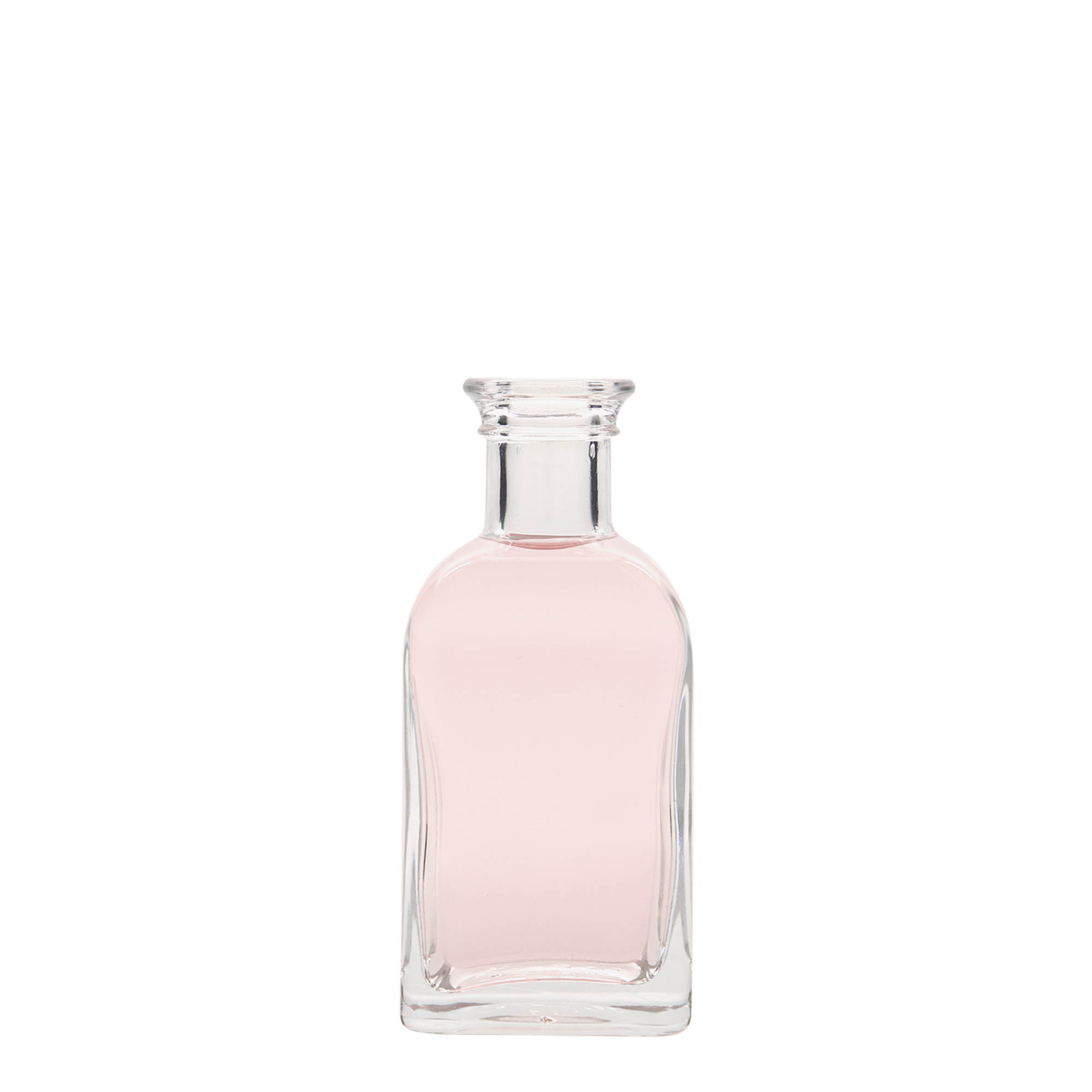 100 ml glazen fles Apotheker Carré, vierkant, opening: kurk 100 ml glazen fles Apotheker Carré, vierkant, opening: kurk