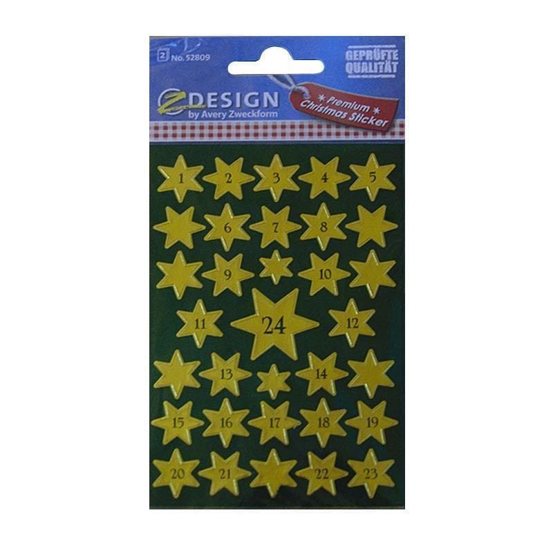 Zweckform Sticker 'Adventskalender 1-24', papier, goud