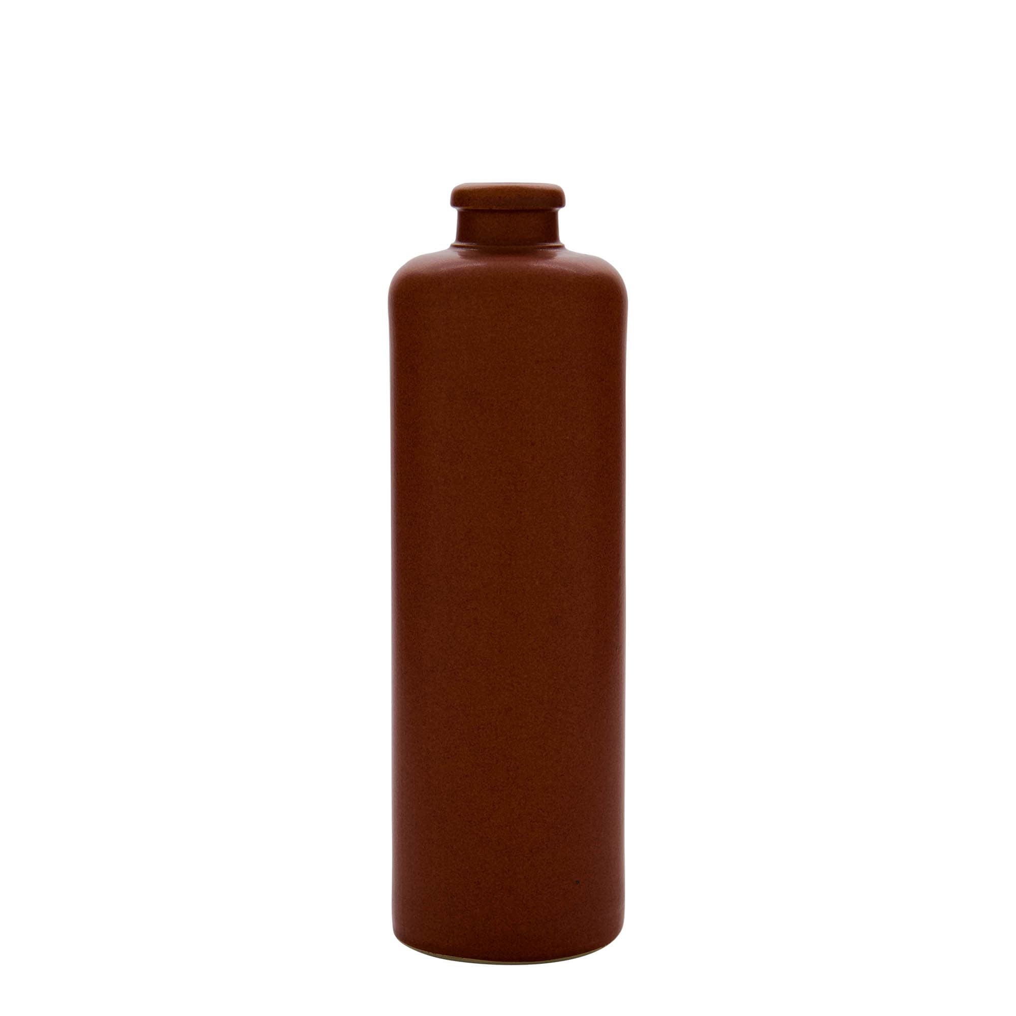 500 ml tonkruik, steengoed, roodbruin, monding: kurk