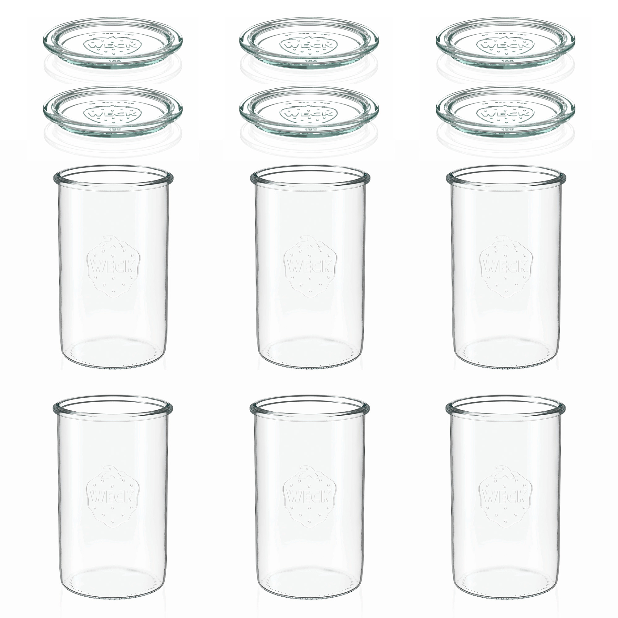 6x 1000 ml WECK-stortglas met glazen deksel RR 100