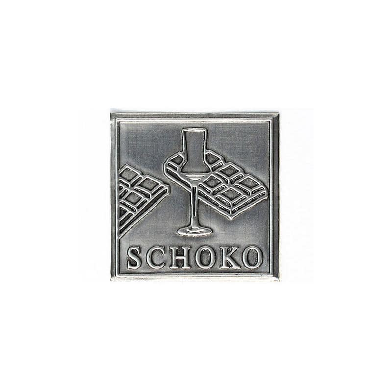 Tinnen etiket 'Choco', vierkant, metaal, zilver